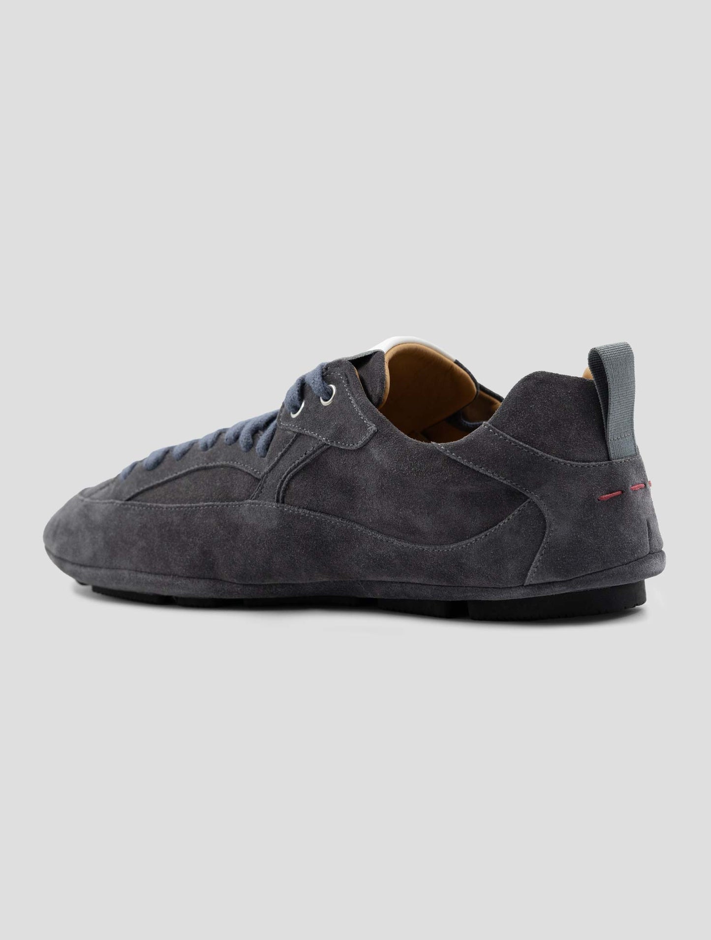 Kiton Gray Leather Suede Sneakers