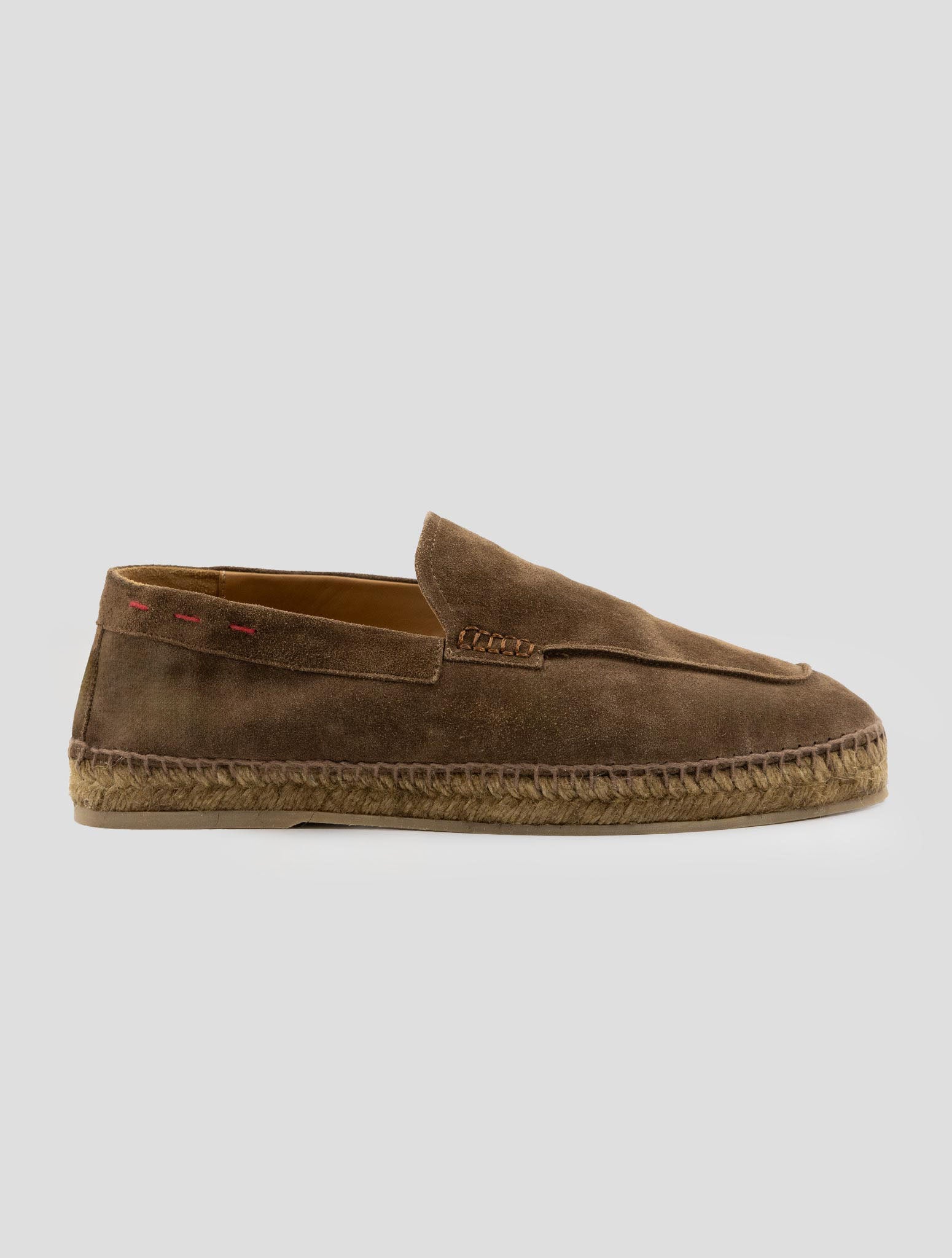 Kiton Brown Leather Suede Espadrillas