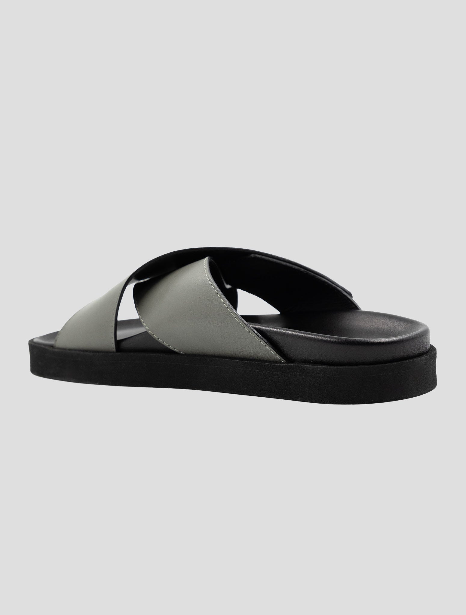 Kiton Gray Black Leather Slippers