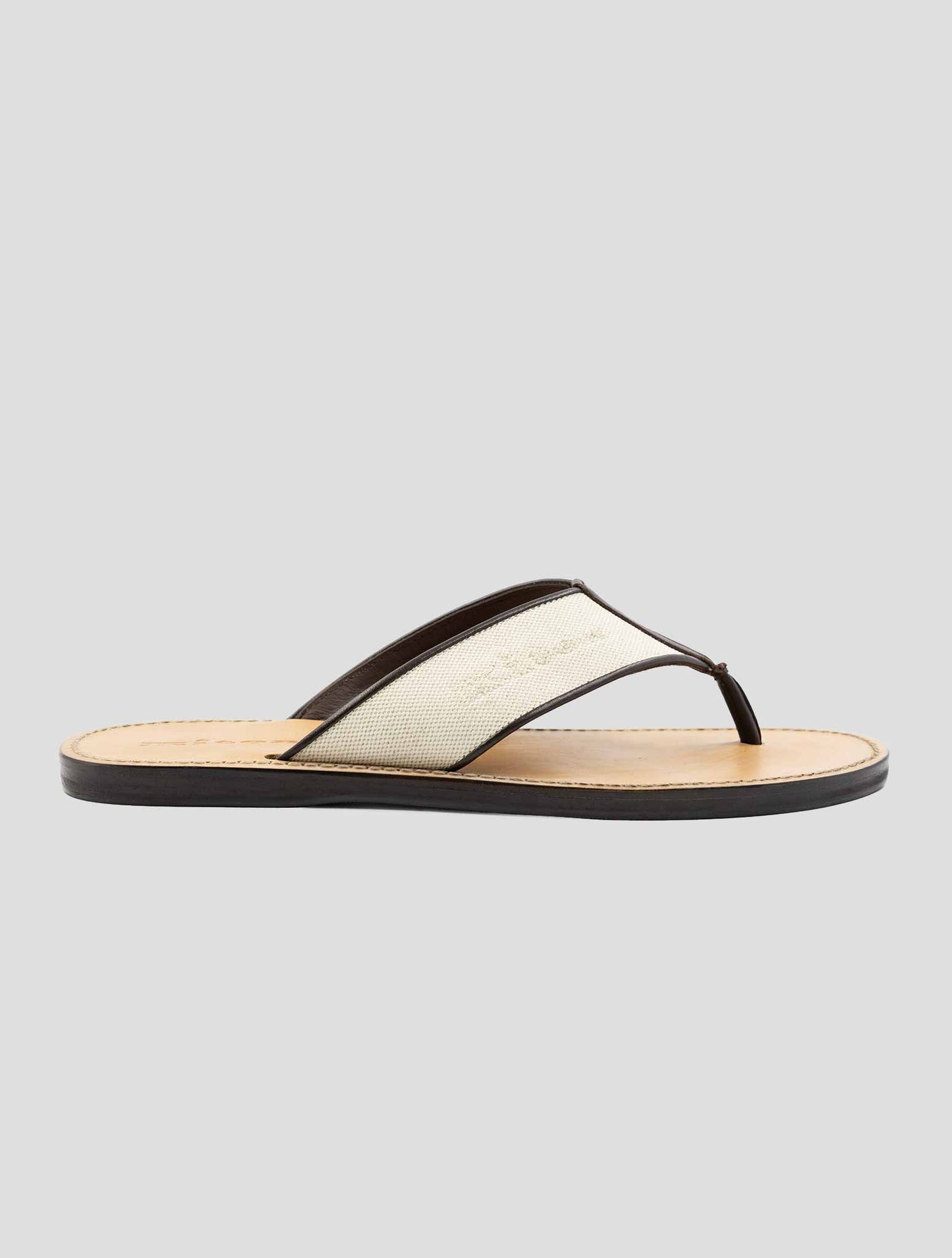 Kiton Brown White Leather Cotton Slippers