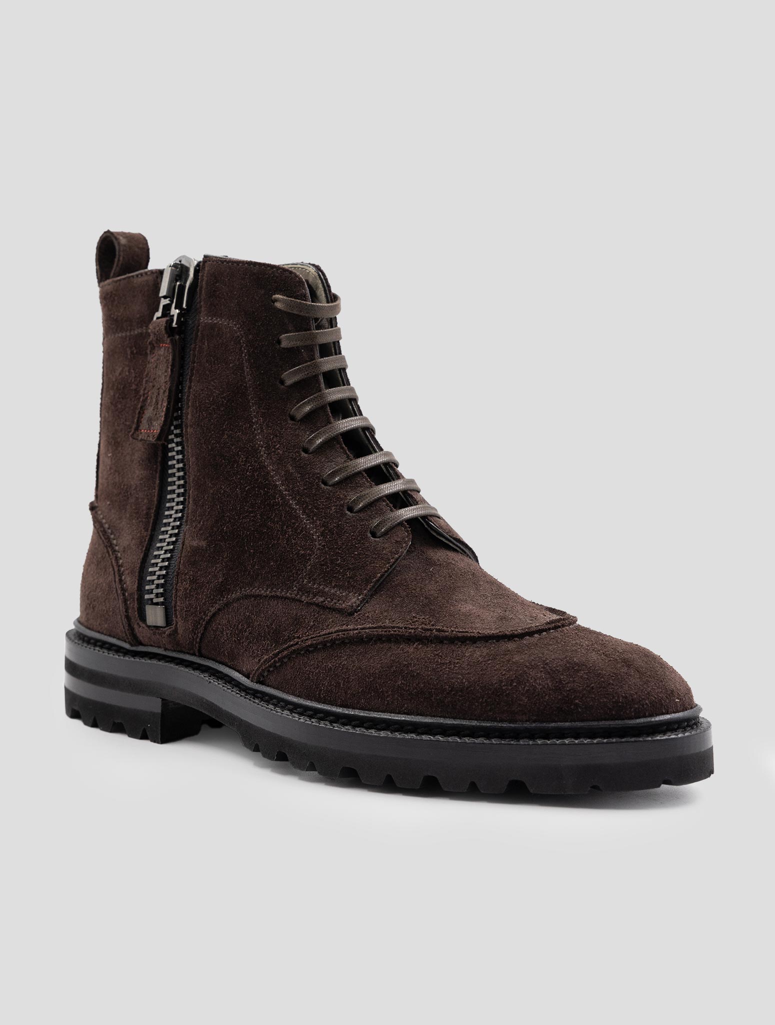 Kiton Brown Leather Suede Boots
