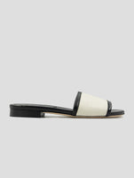 Kiton Black White Cotton Leather Sandals
