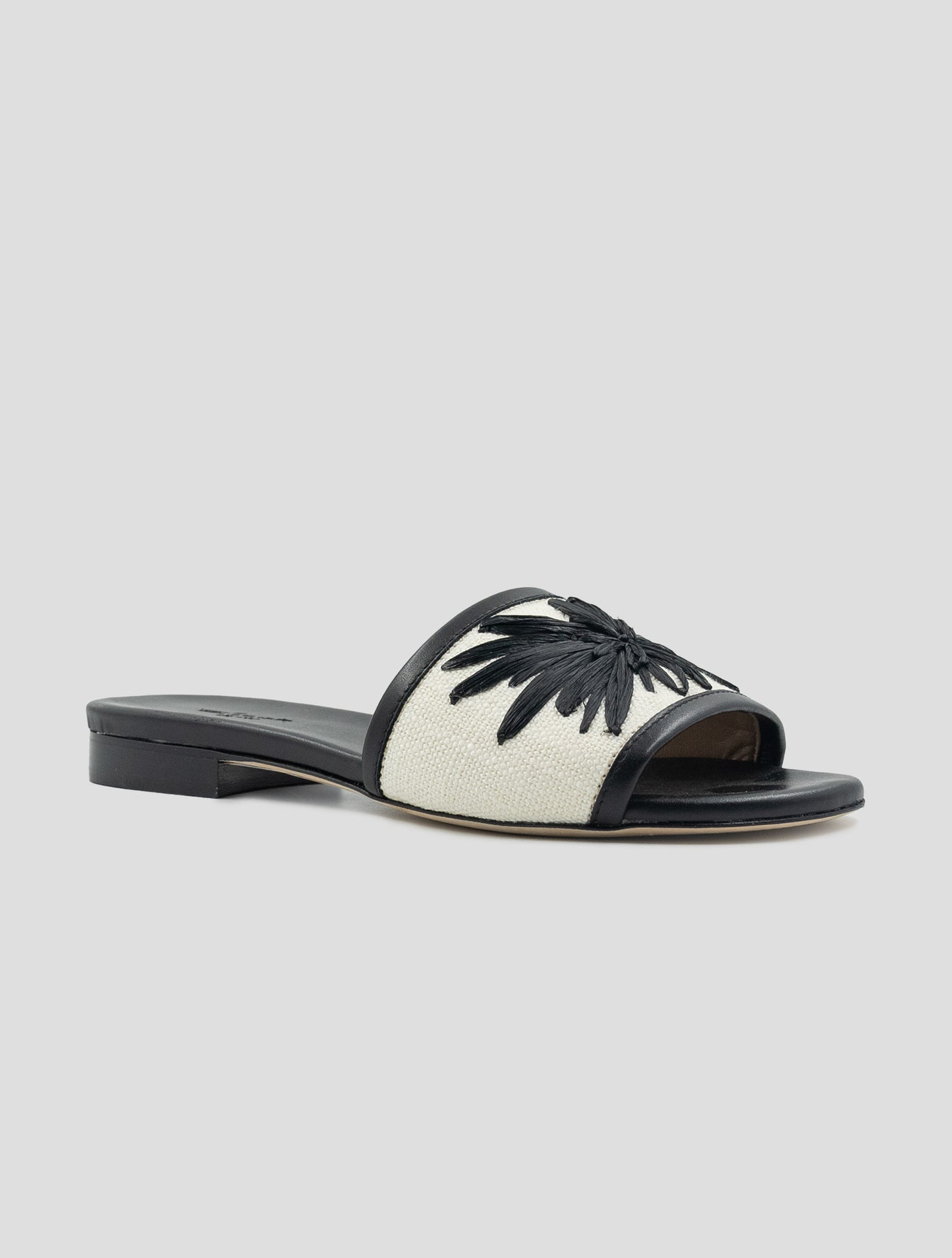 Kiton Black White Cotton Leather Sandals