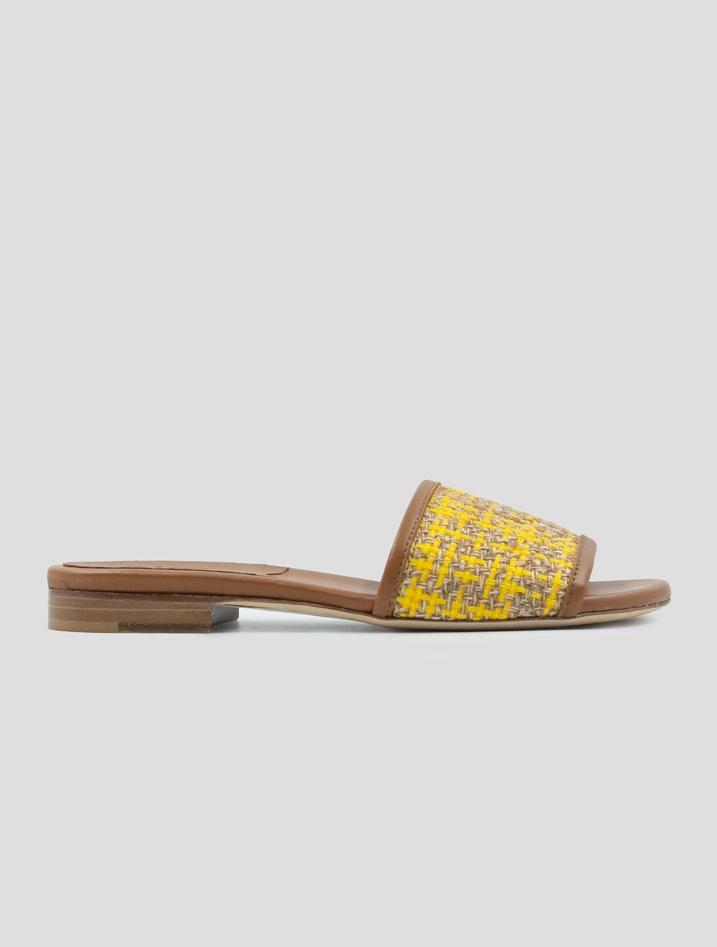 Kiton Yellow Brown Linen Viscose Sandals