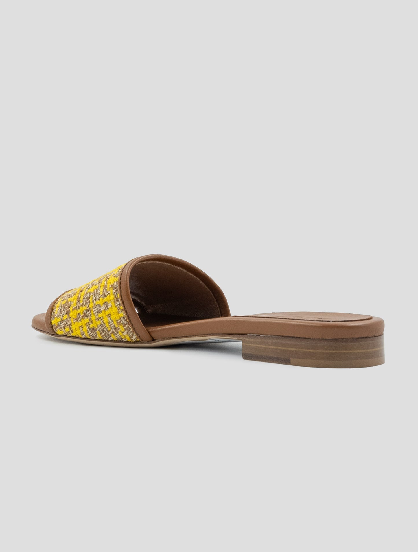 Kiton Yellow Brown Linen Viscose Sandals