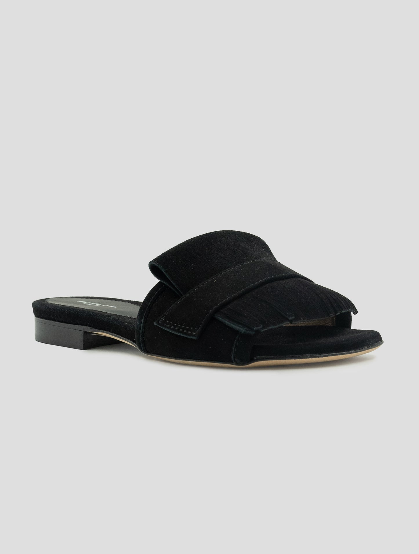 Kiton Black Leather Suede Sandals