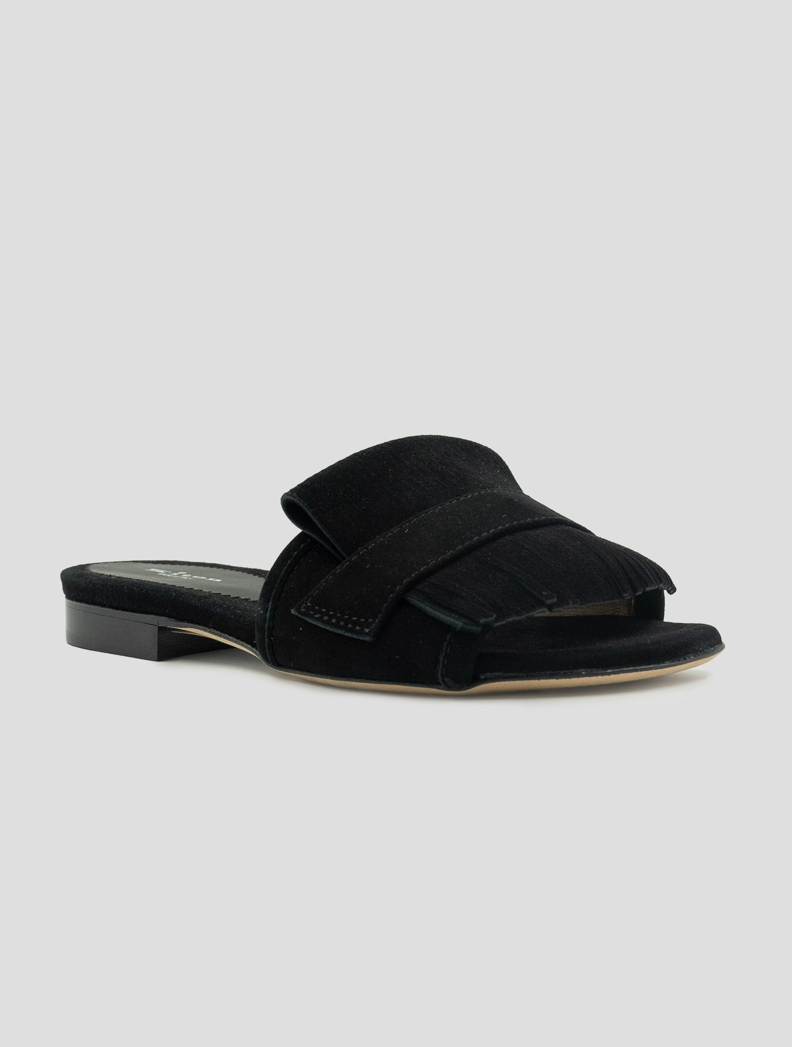 Kiton Black Leather Suede Sandals