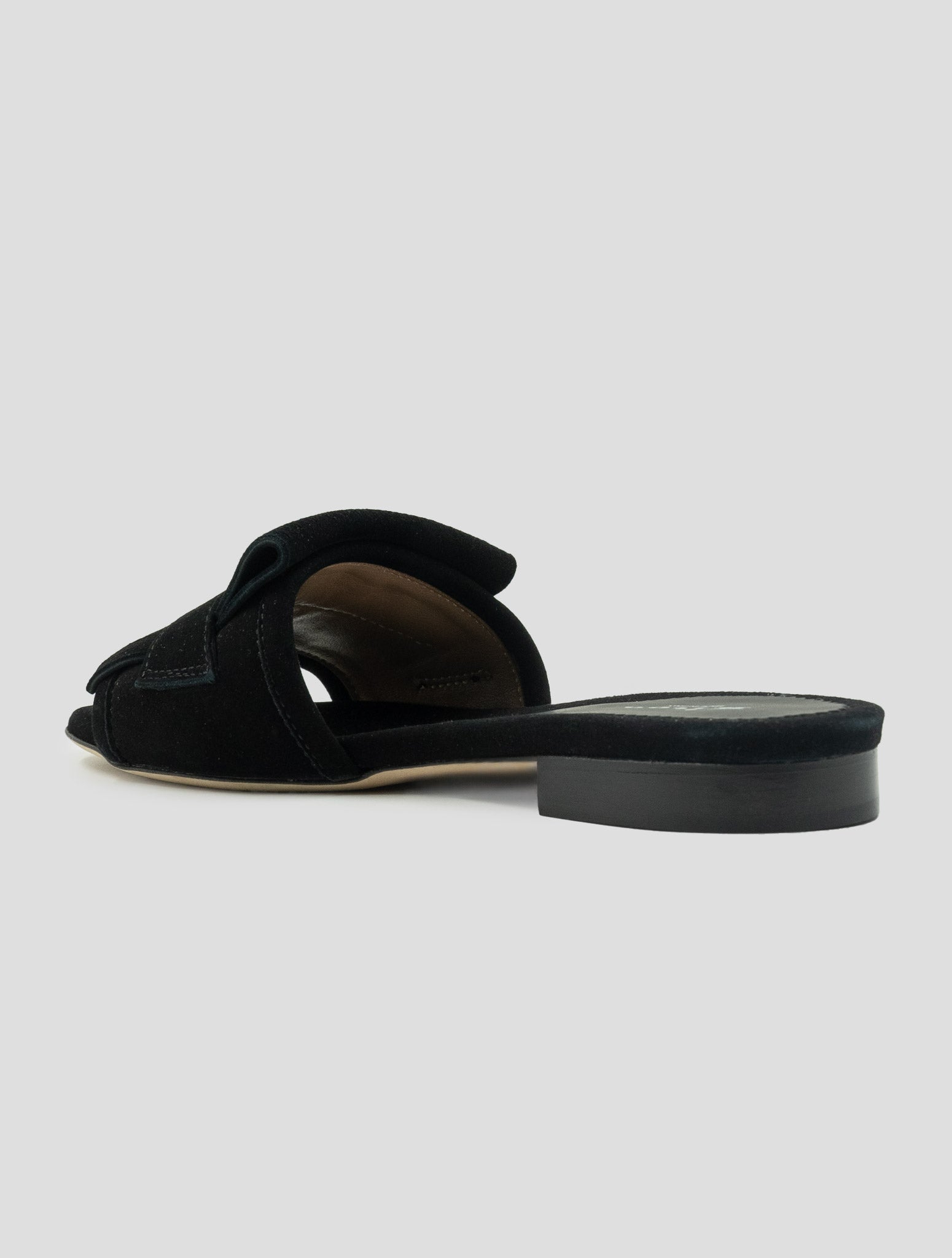 Kiton Black Leather Suede Sandals