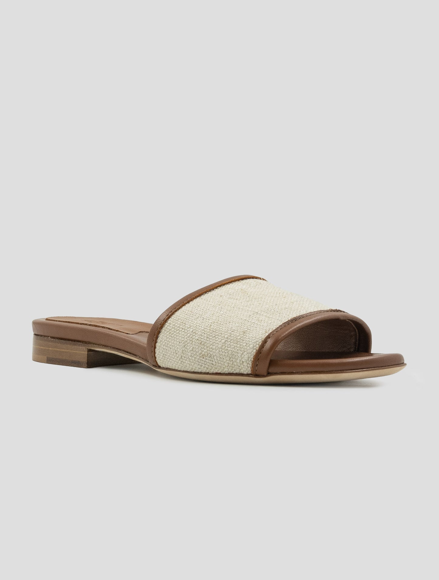 Kiton Beige Brown Cotton Leather Sandals