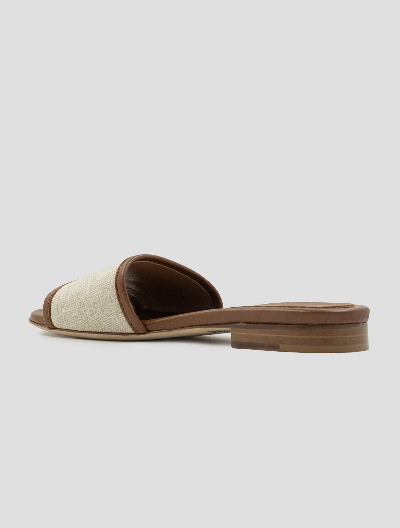 Kiton Beige Brown Cotton Leather Sandals