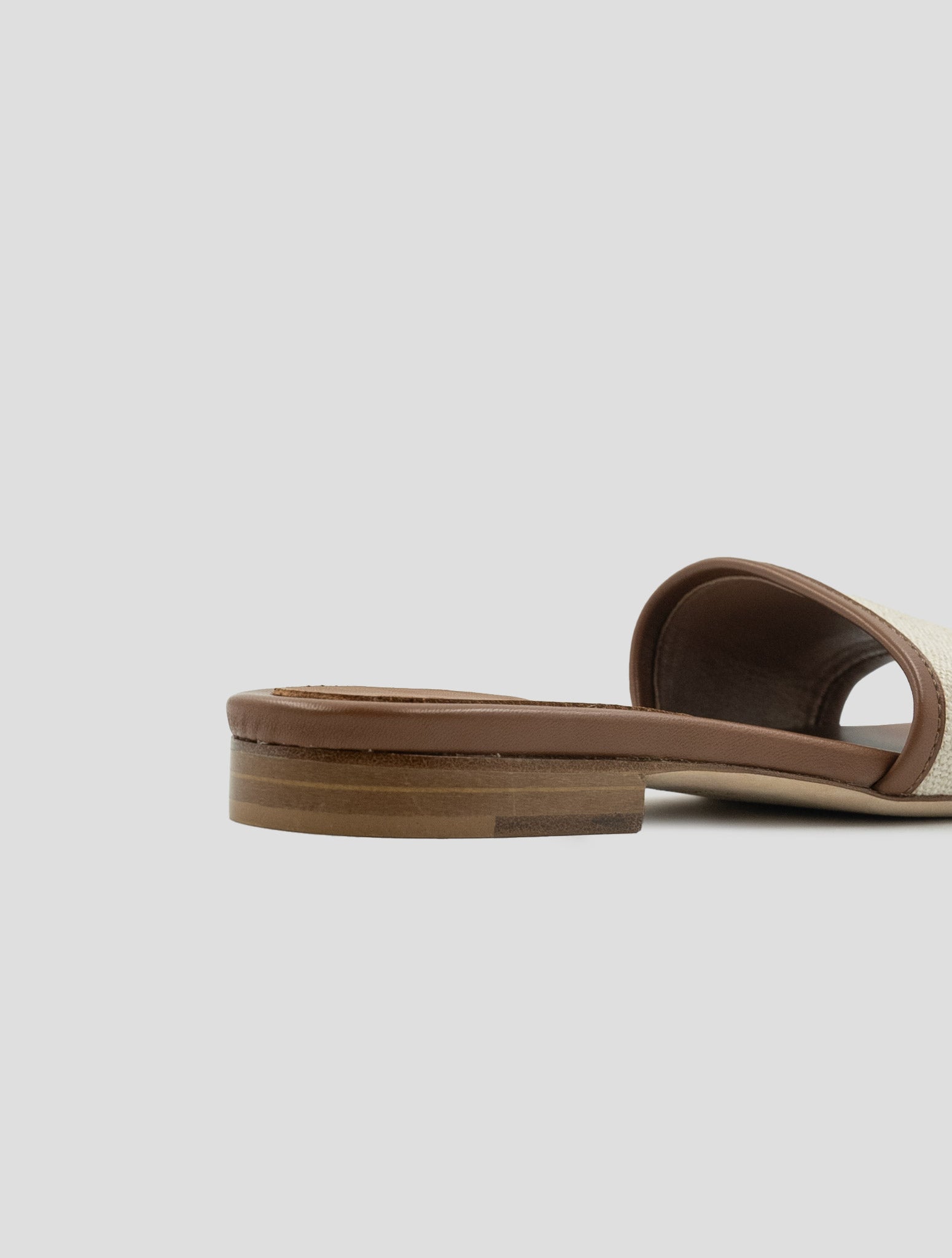 Kiton Beige Brown Cotton Leather Sandals