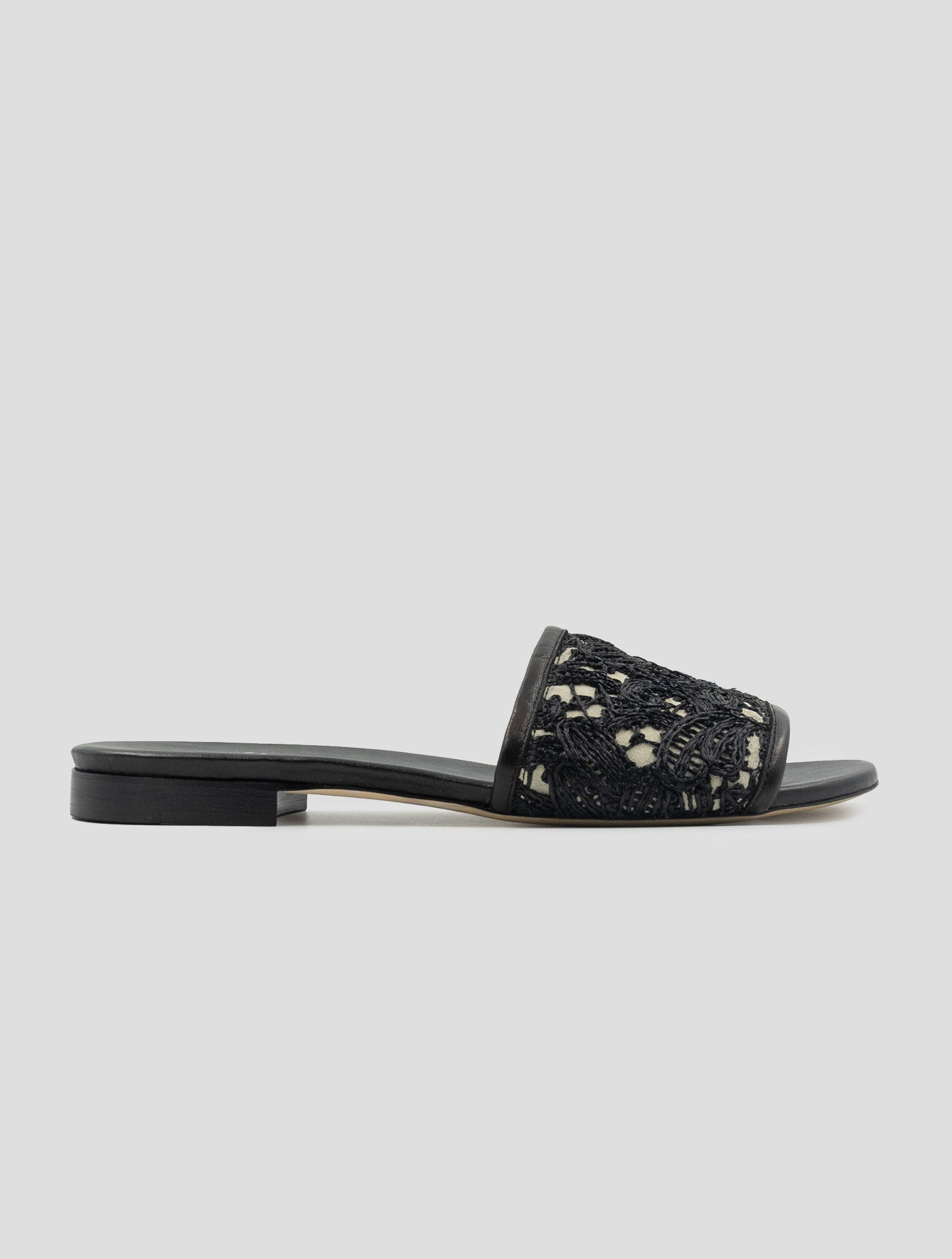 Kiton Black Leather Viscose Sandals
