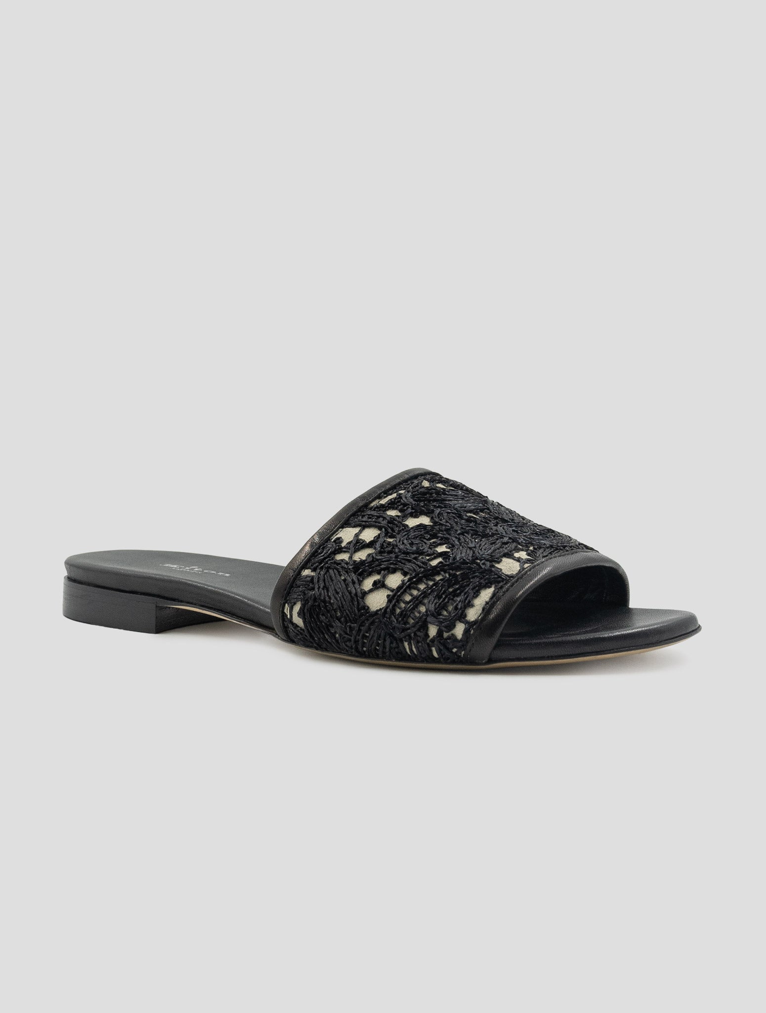 Kiton Black Leather Viscose Sandals