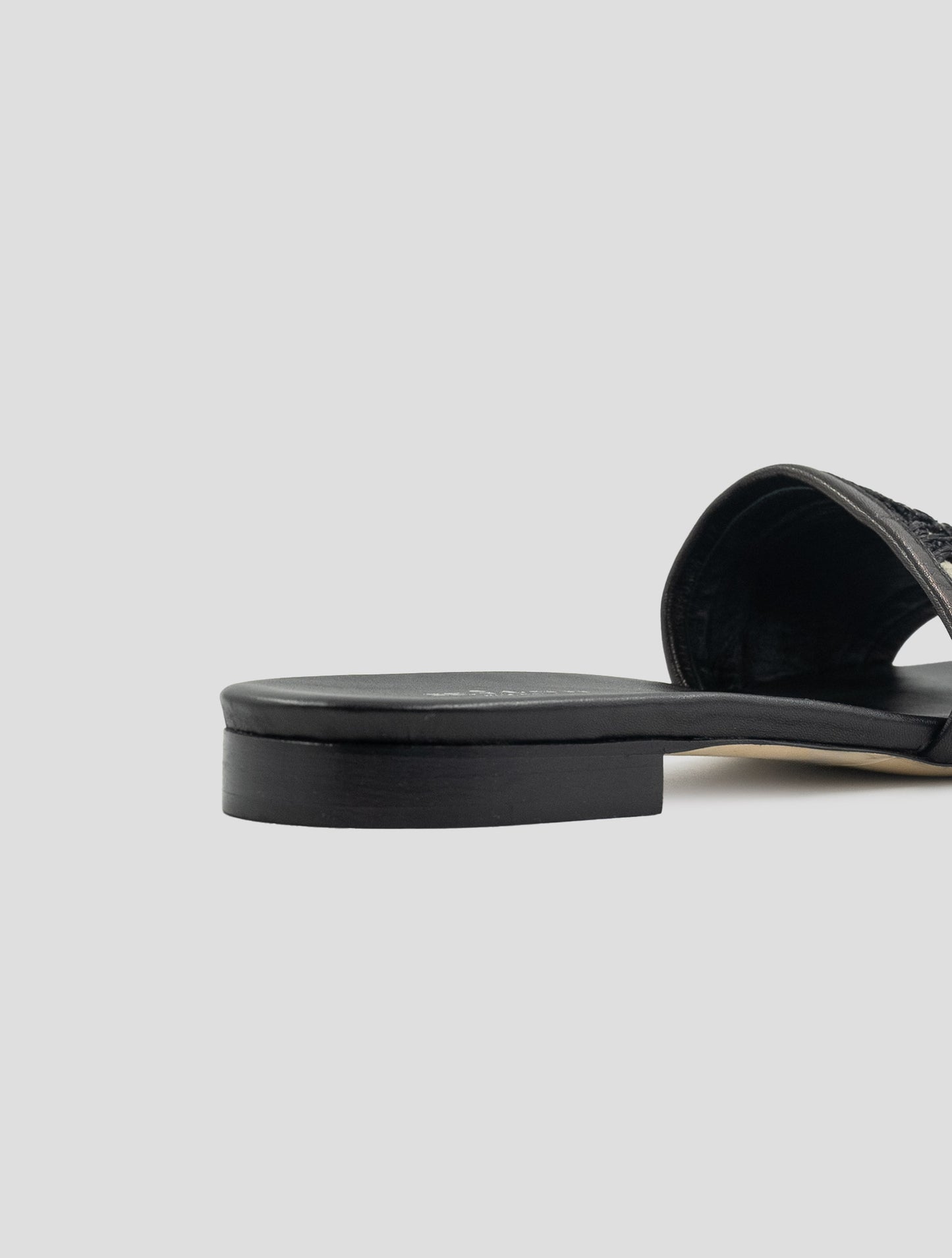 Kiton Black Leather Viscose Sandals