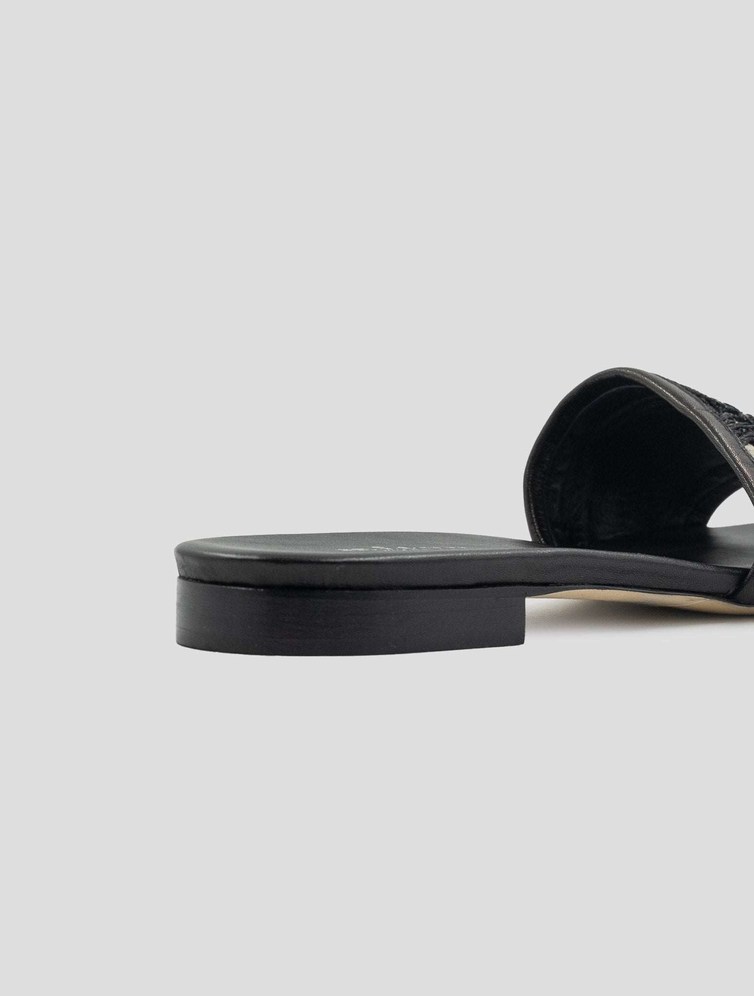 Kiton Black Leather Viscose Sandals