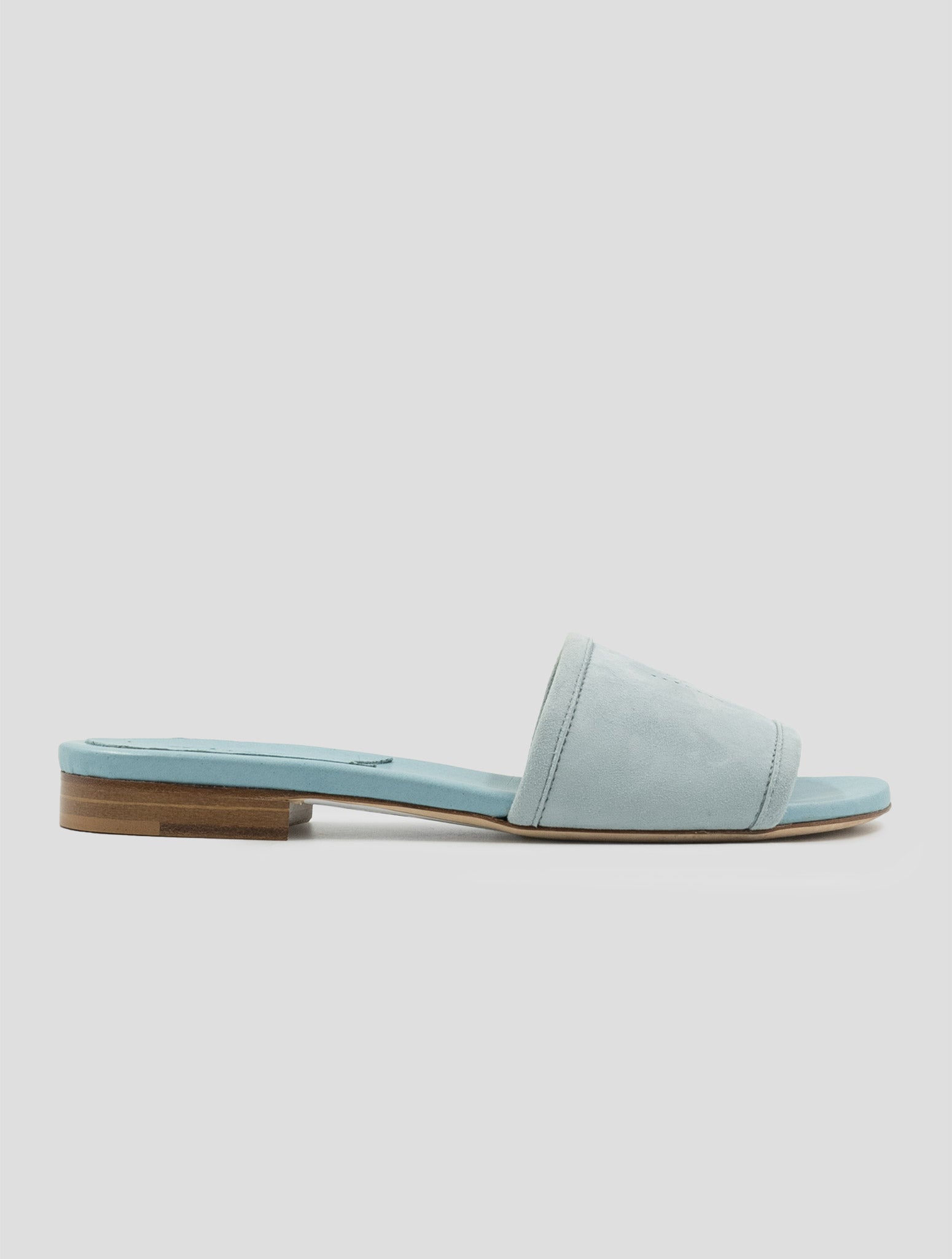 Kiton Light Blue Leather Suede Leather Sandals