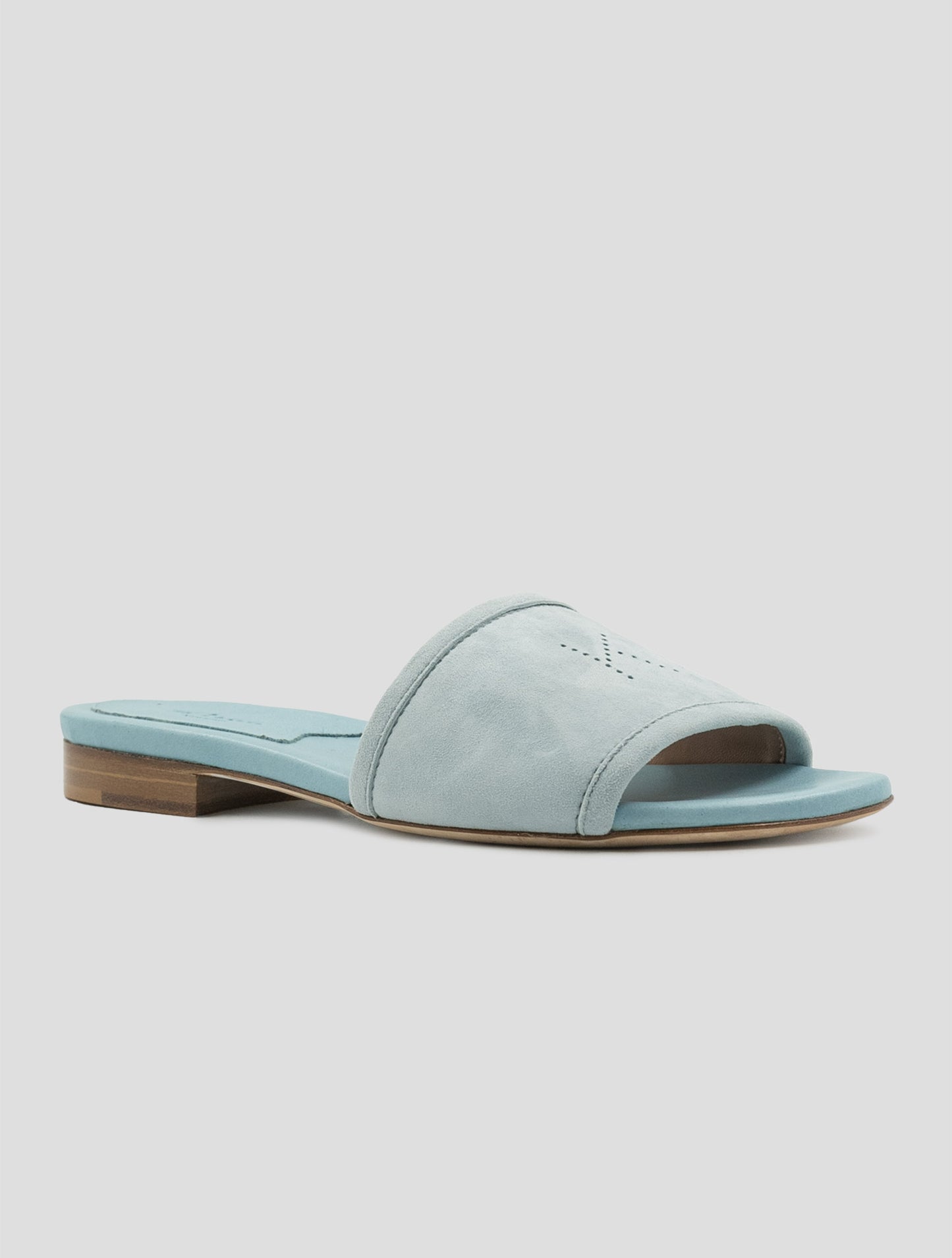 Kiton Light Blue Leather Suede Leather Sandals