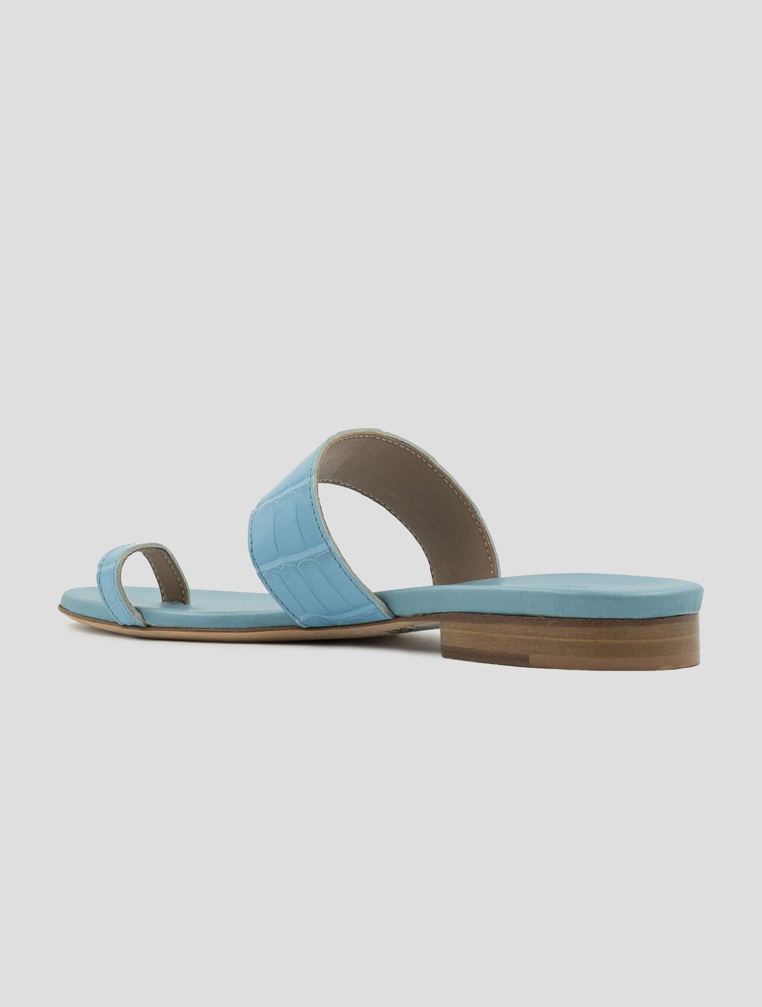 Kiton Light Blue Leather Crocodile Leather Sandals