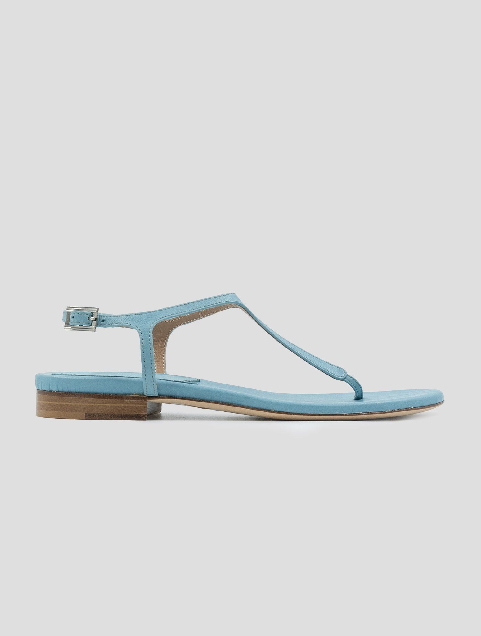 Kiton Light Blue Leather Sandals