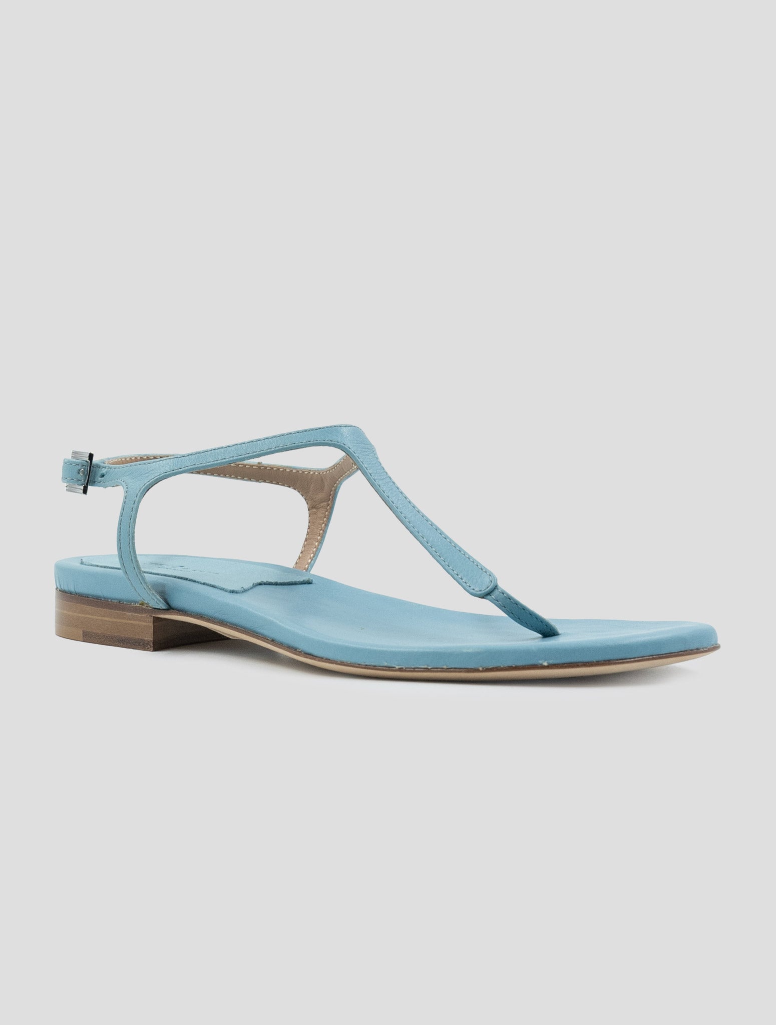 Kiton Light Blue Leather Sandals
