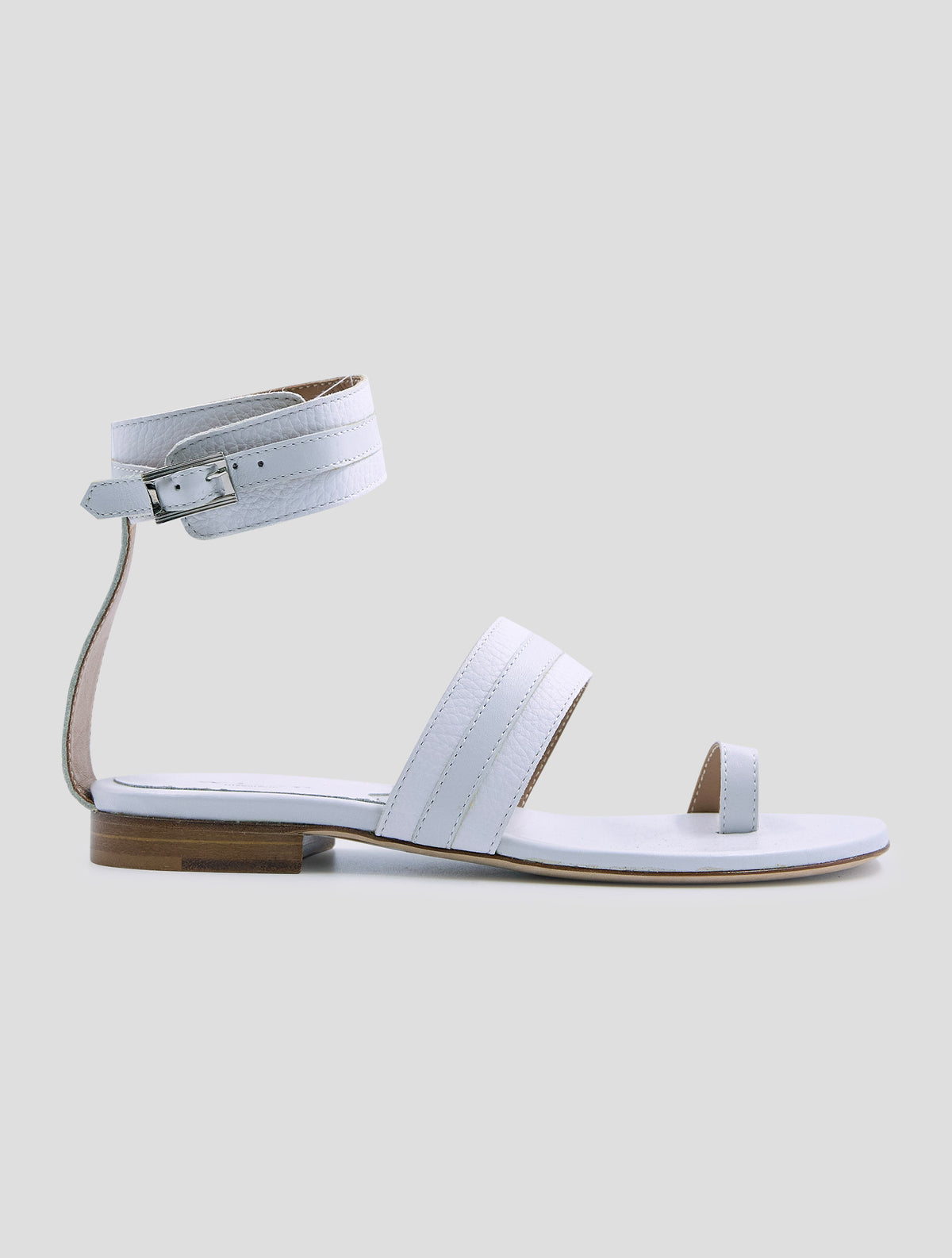 Kiton White Black Leather Sandals