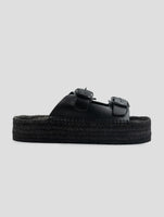 Kiton Black Leather Sandals