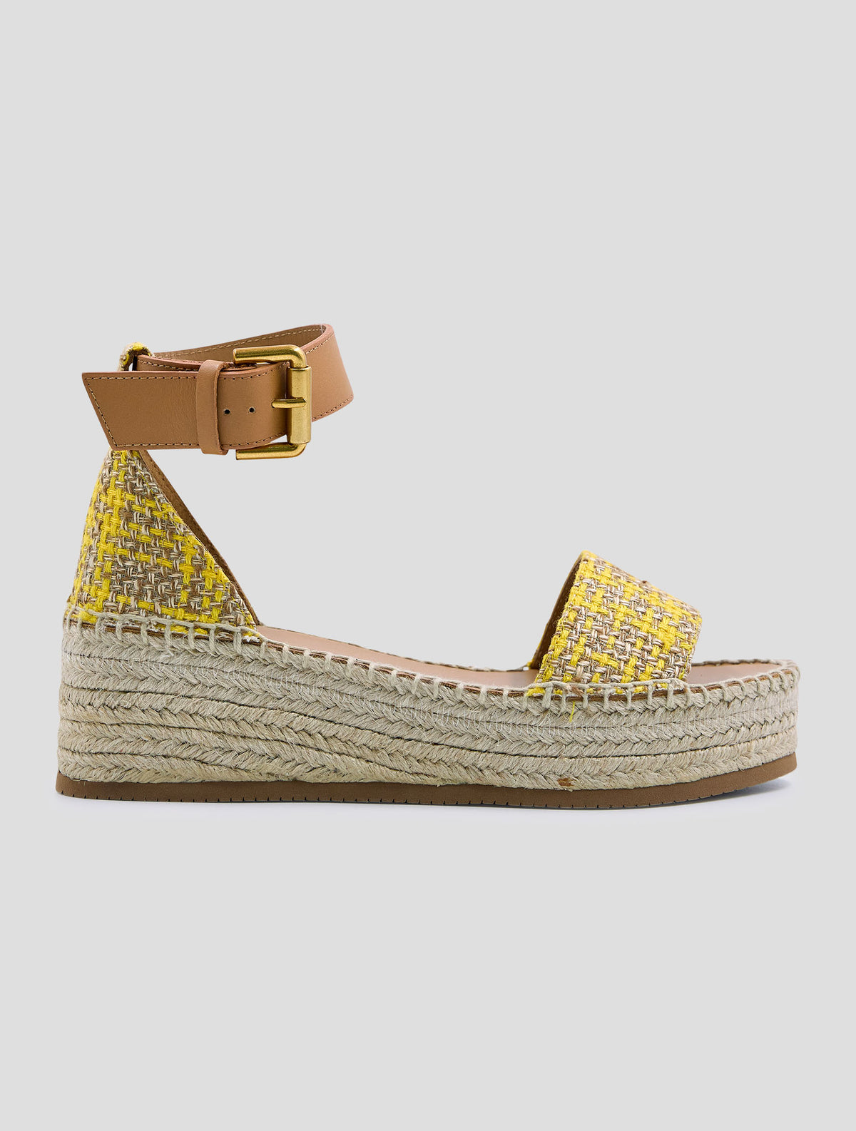 Kiton Yellow Beige Linen Viscose Sandals