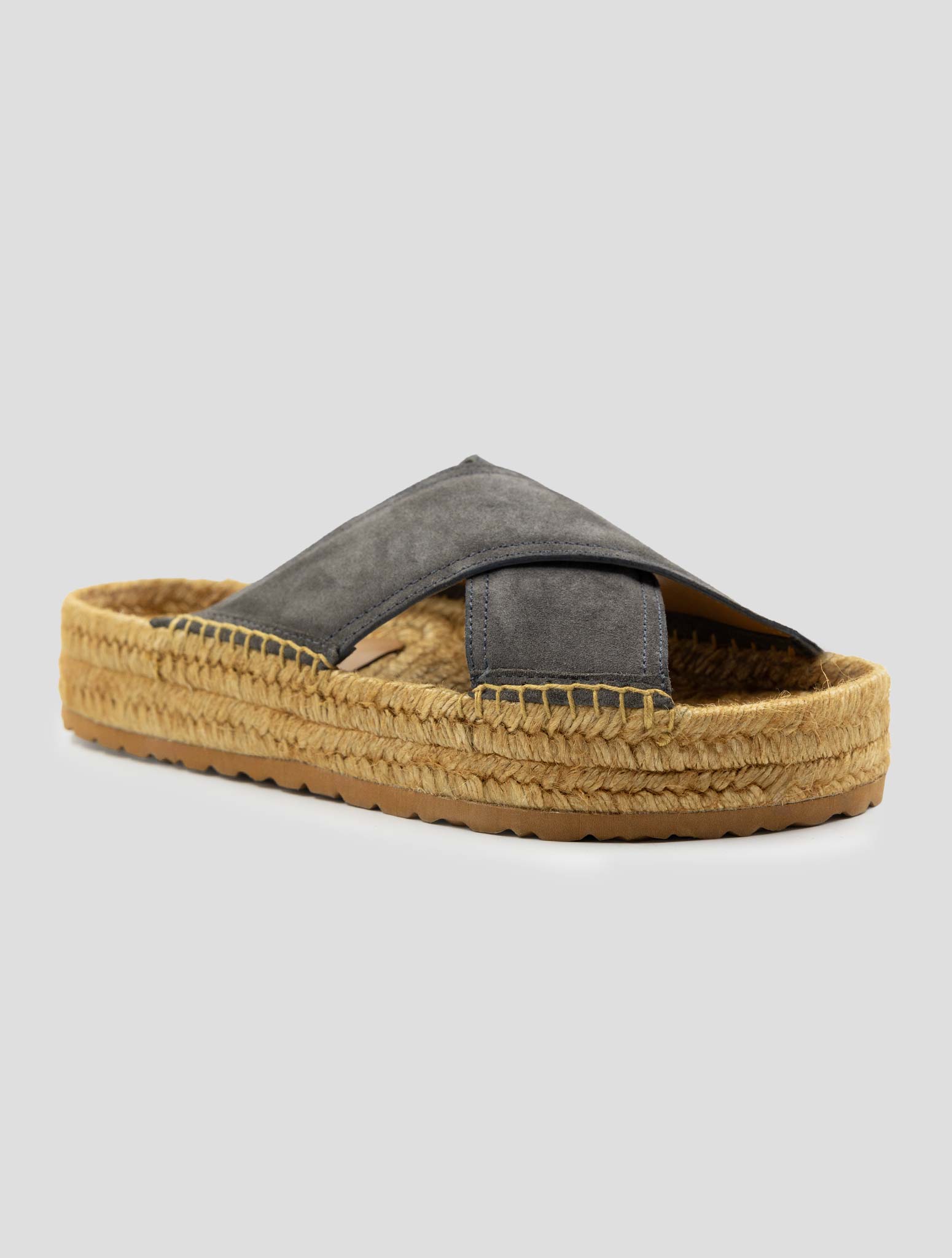 Kiton Gray Leather Suede Sandals