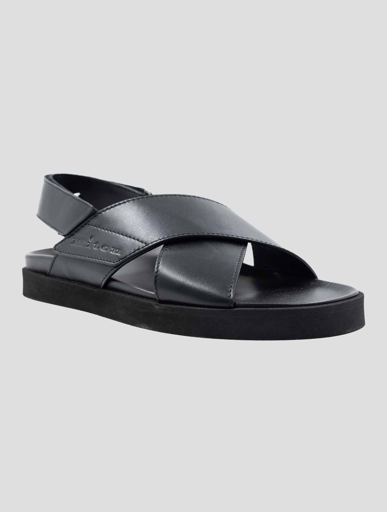 Kiton Black Leather Sandals
