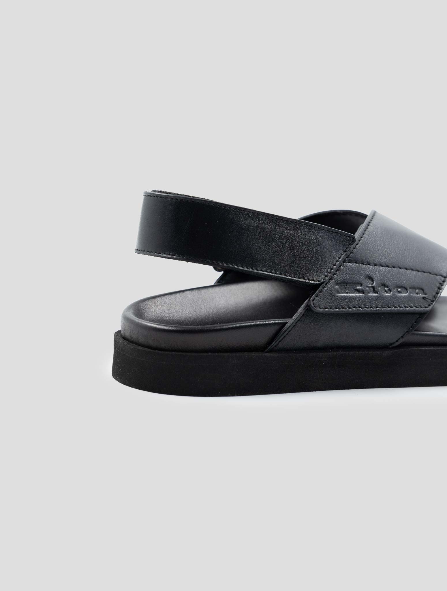 Kiton Black Leather Sandals