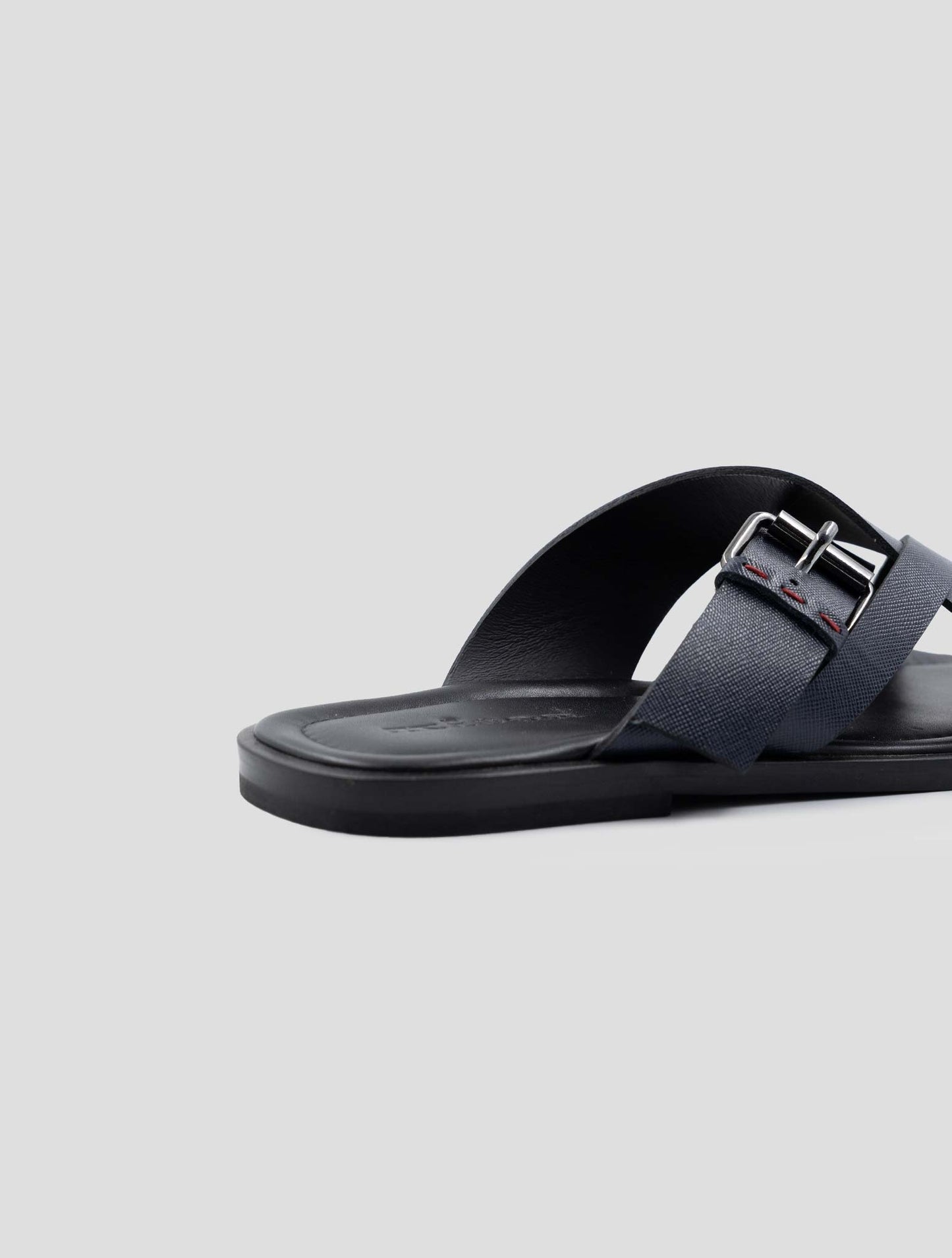 Kiton Black Blue Leather Sandals