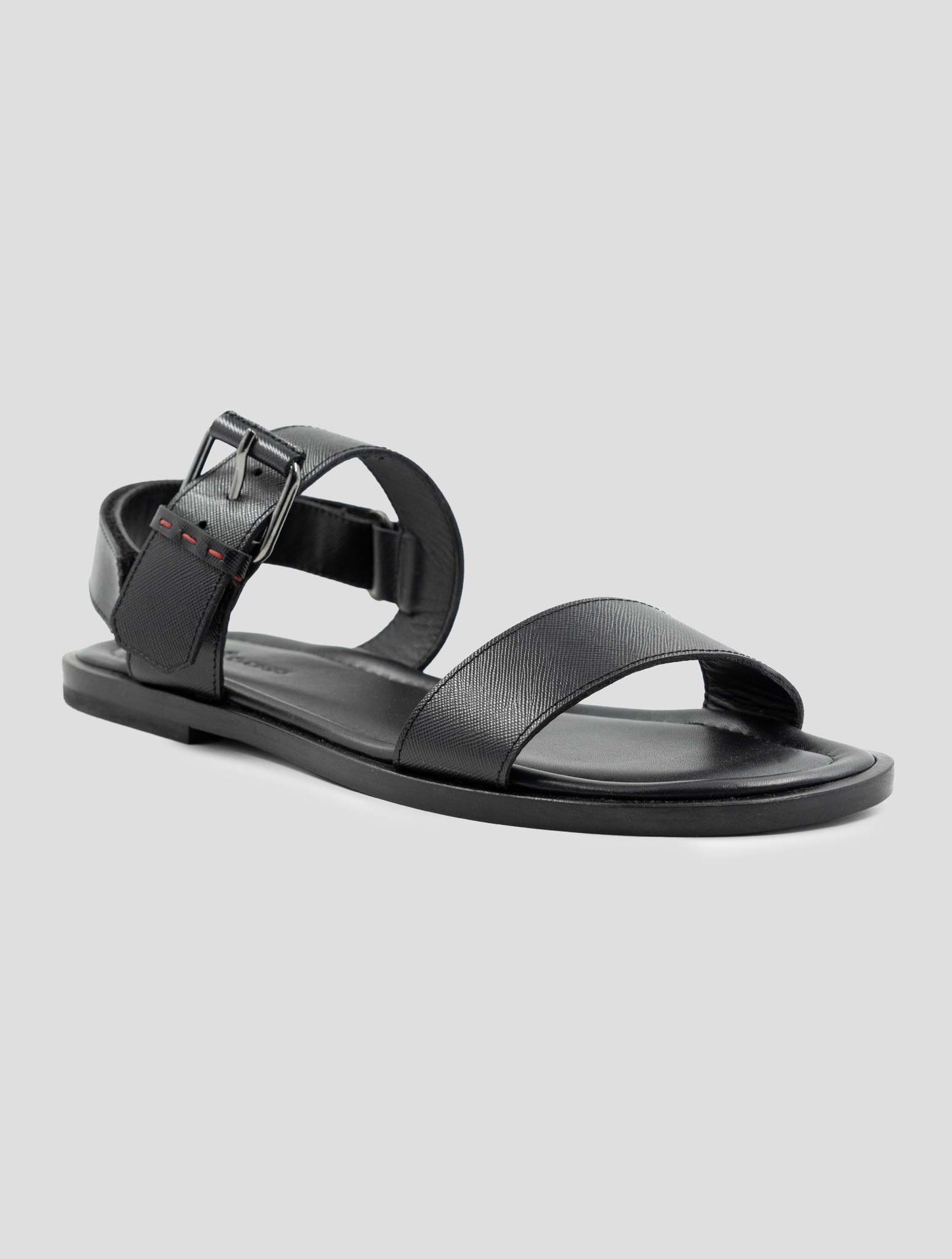 Kiton Black Leather Sandals