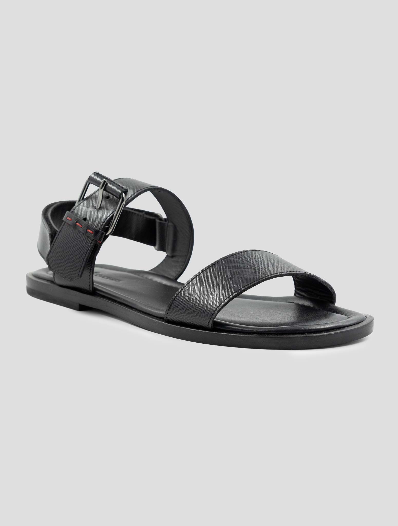 Kiton Black Leather Sandals