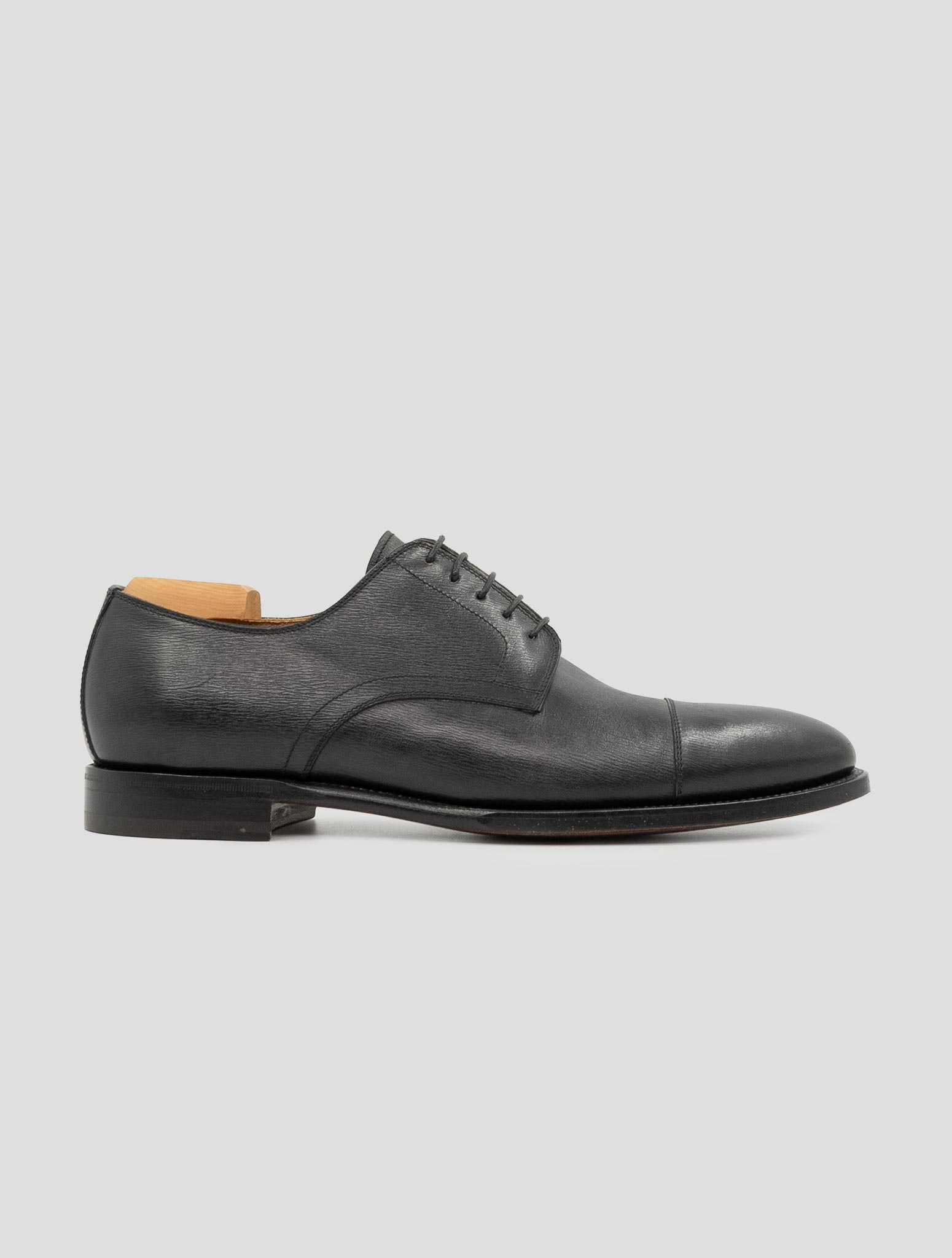 Kiton Black Leather Calf Dress Shoes