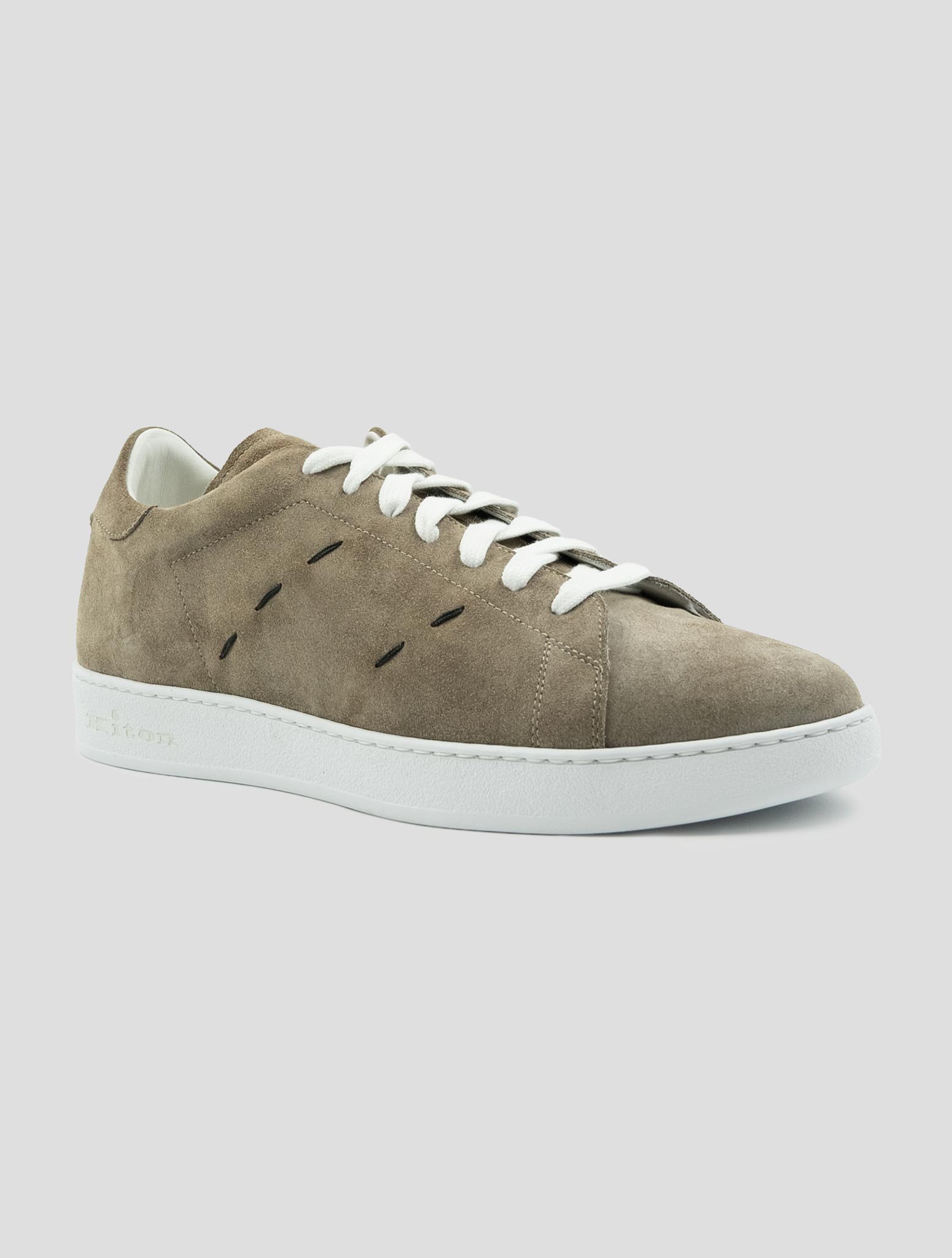 Kiton Brown Leather Suede Sneakers