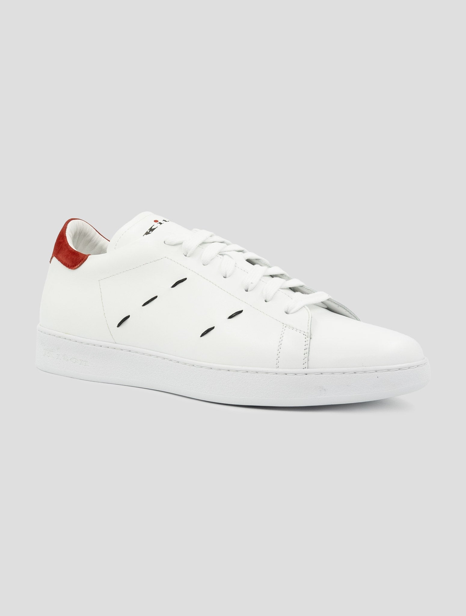 Kiton White Red Leather Sneakers