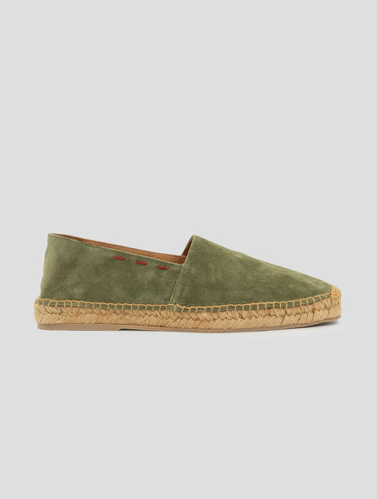 Kiton Green Leather Suede Espadrillas