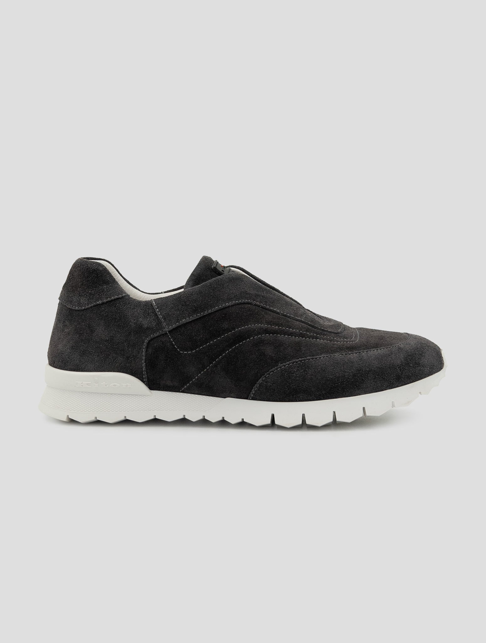 Kiton Dark Gray Leather Suede Sneakers