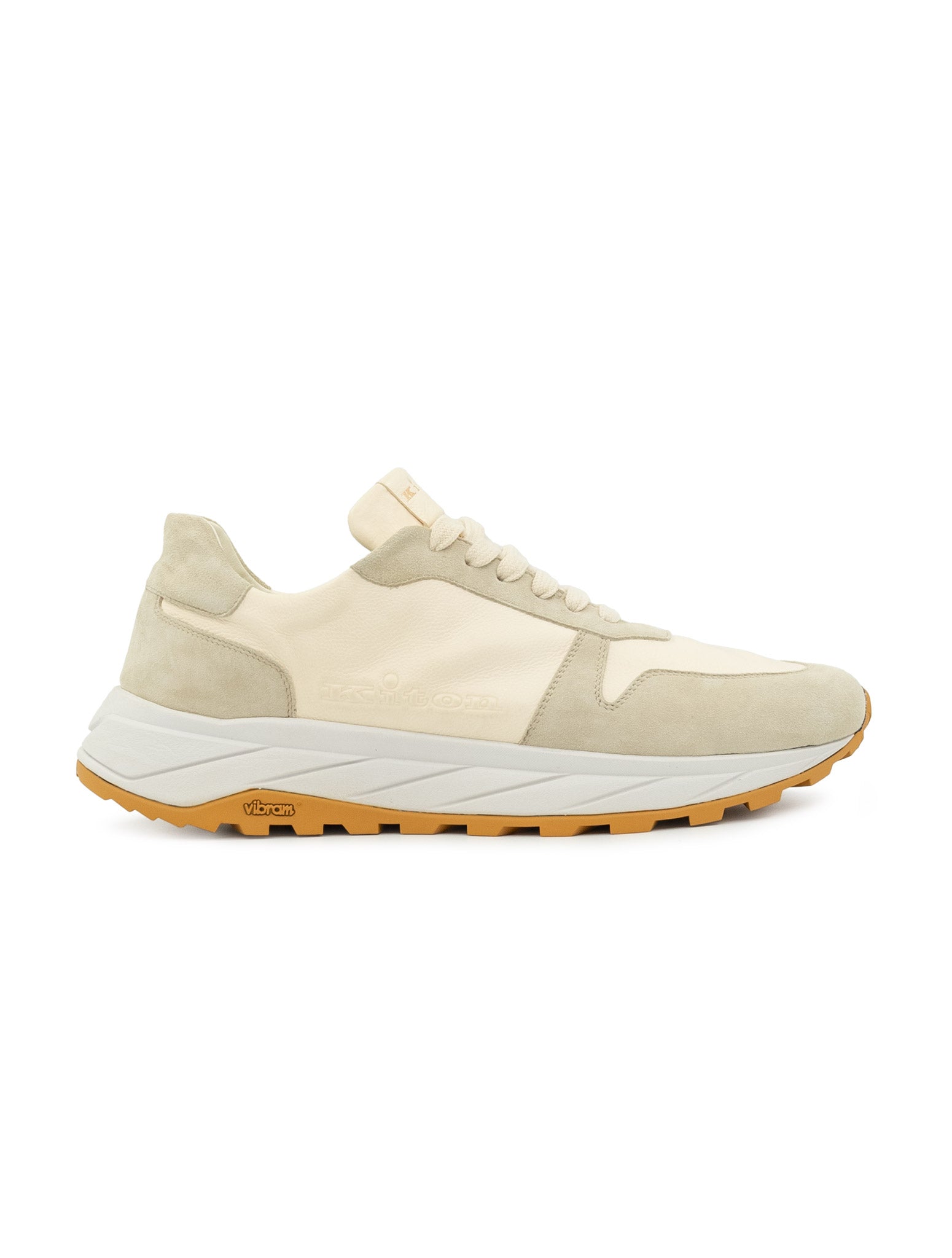 Kiton Beige Leather Suede Sneakers