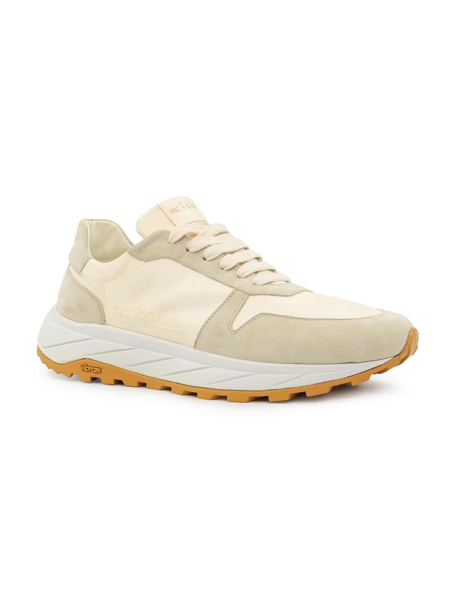 Kiton Beige Leather Suede Sneakers