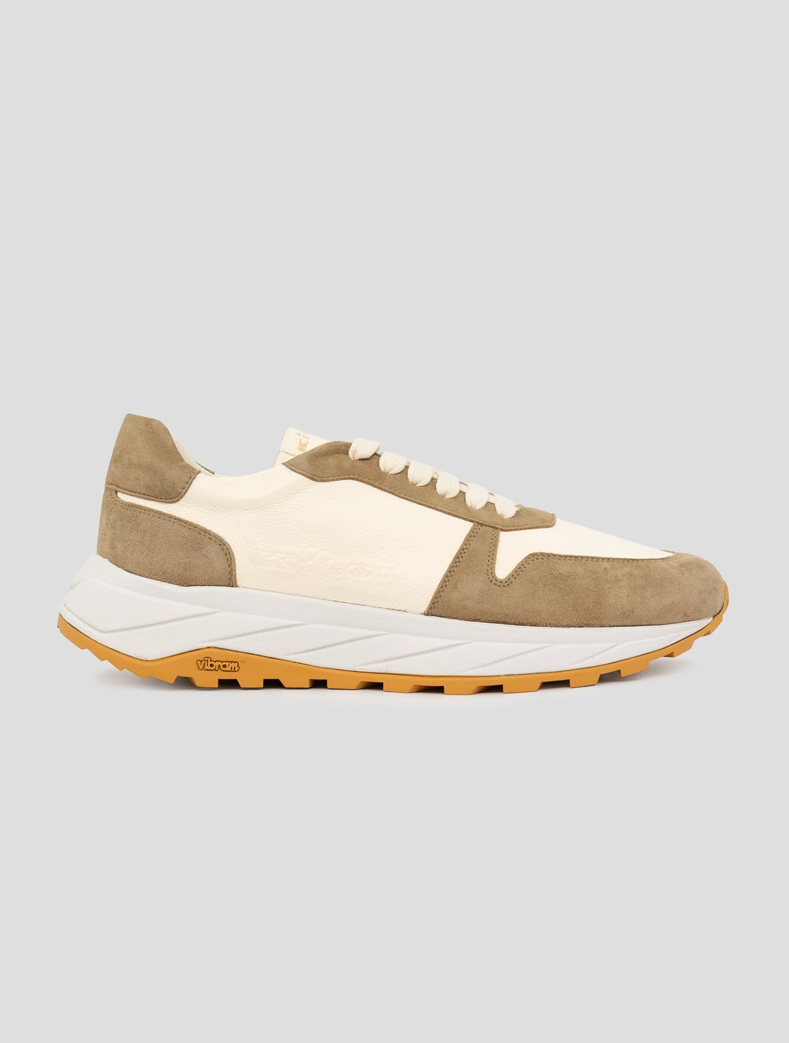 Kiton Beige Leather Leather Suede Sneakers