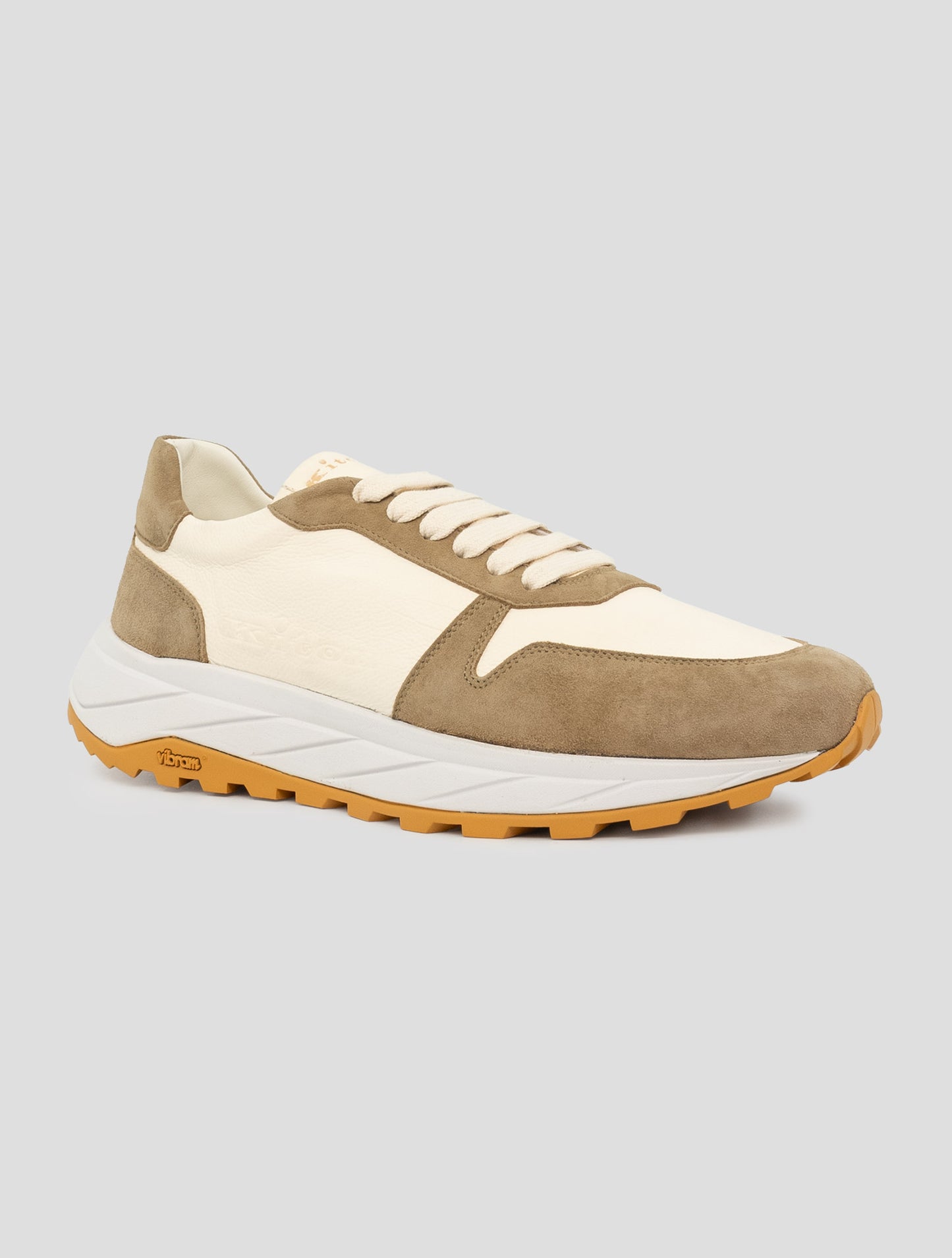 Kiton Beige Leather Leather Suede Sneakers