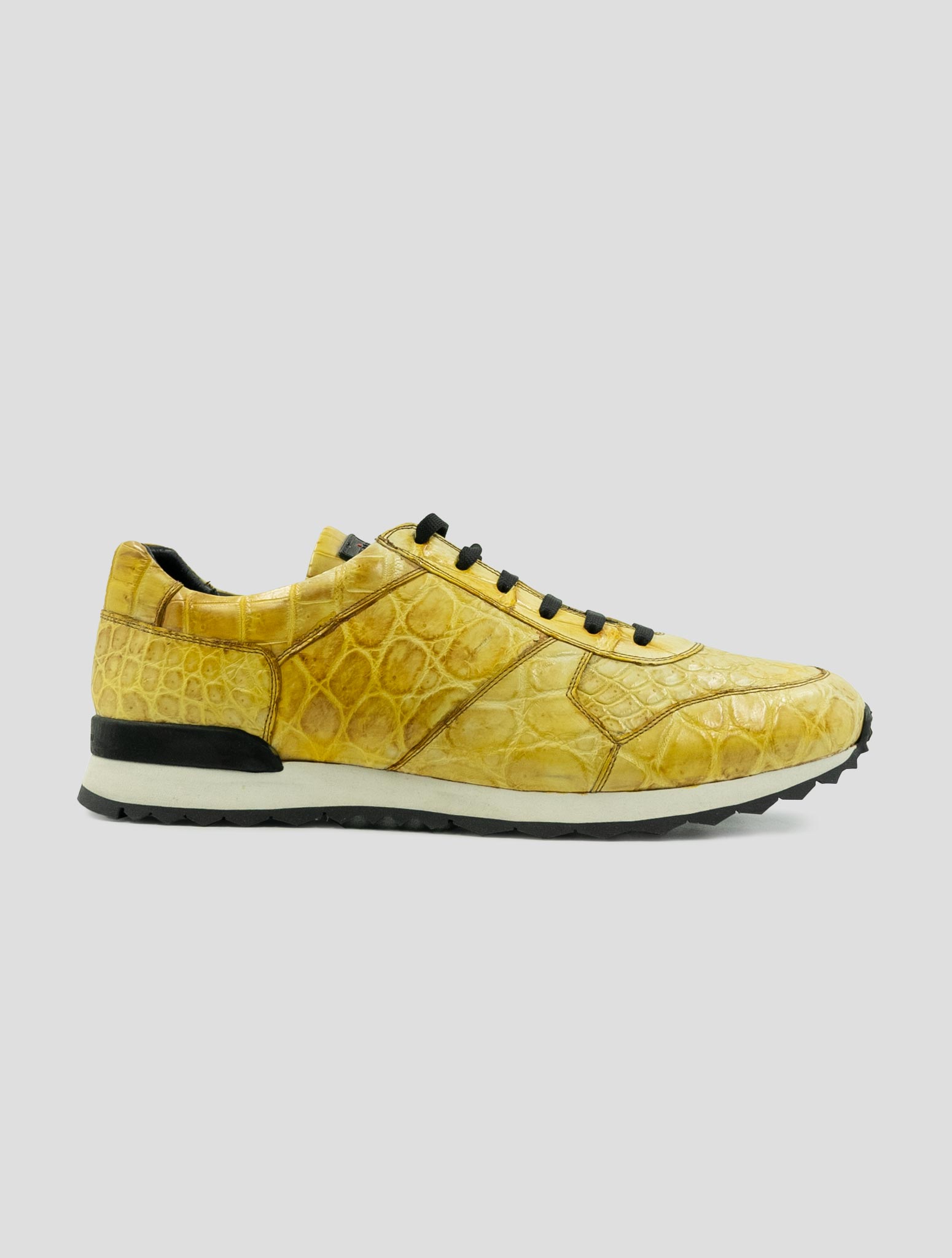 Kiton Yellow Leather Crocodile Sneakers