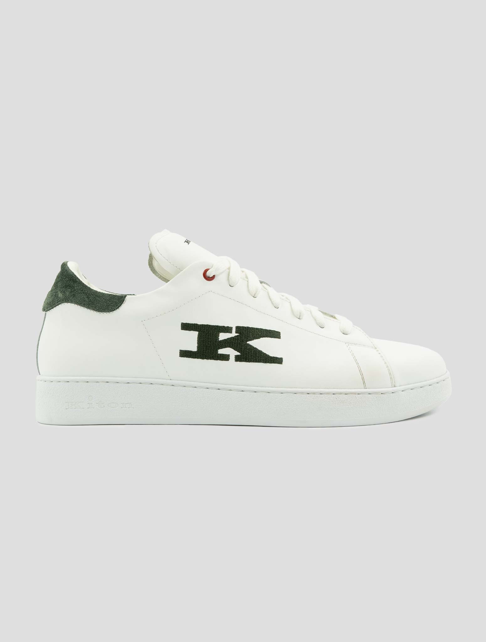 Kiton White Green Leather Sneakers