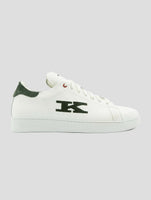 Kiton White Green Leather Sneakers
