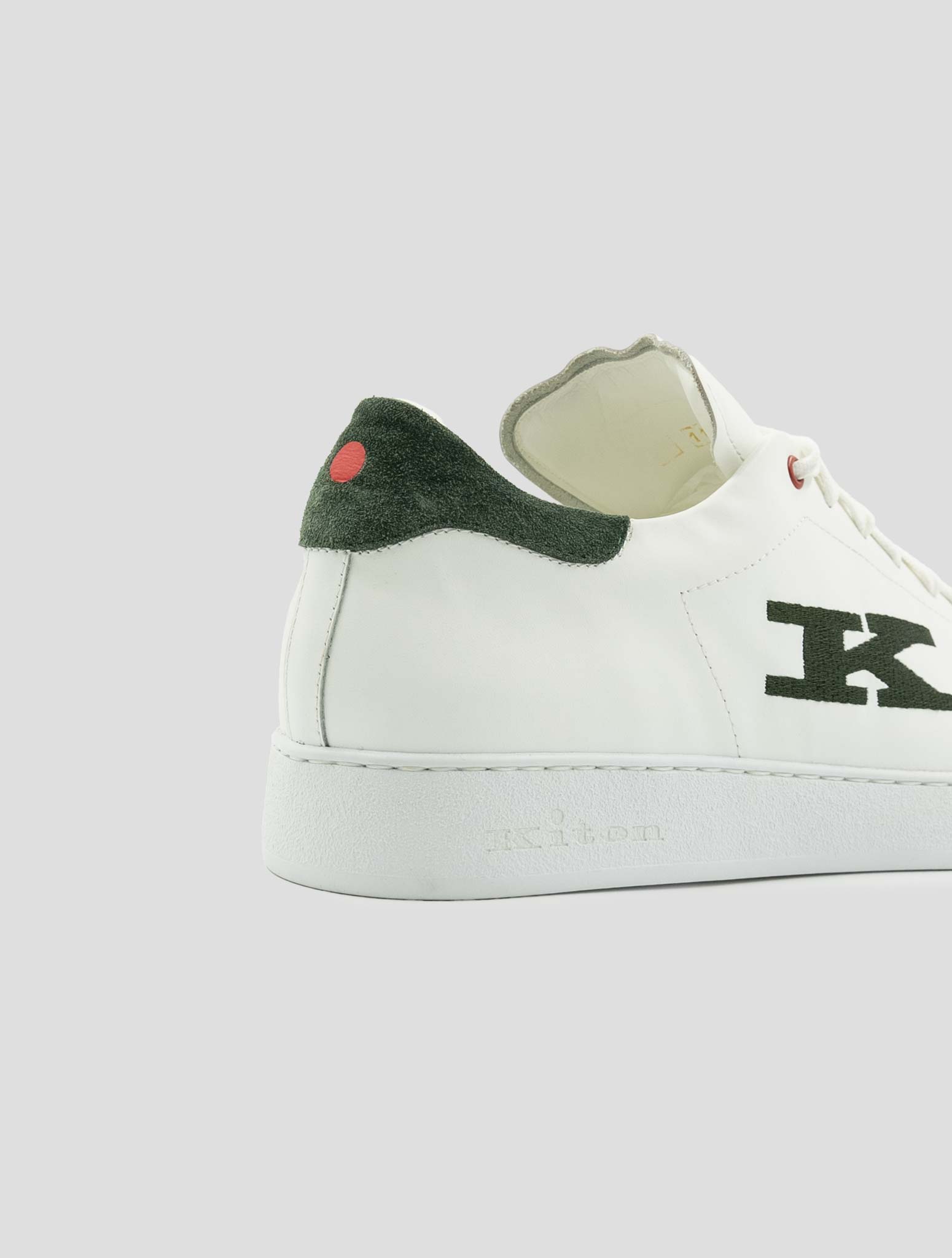 Kiton White Green Leather Sneakers