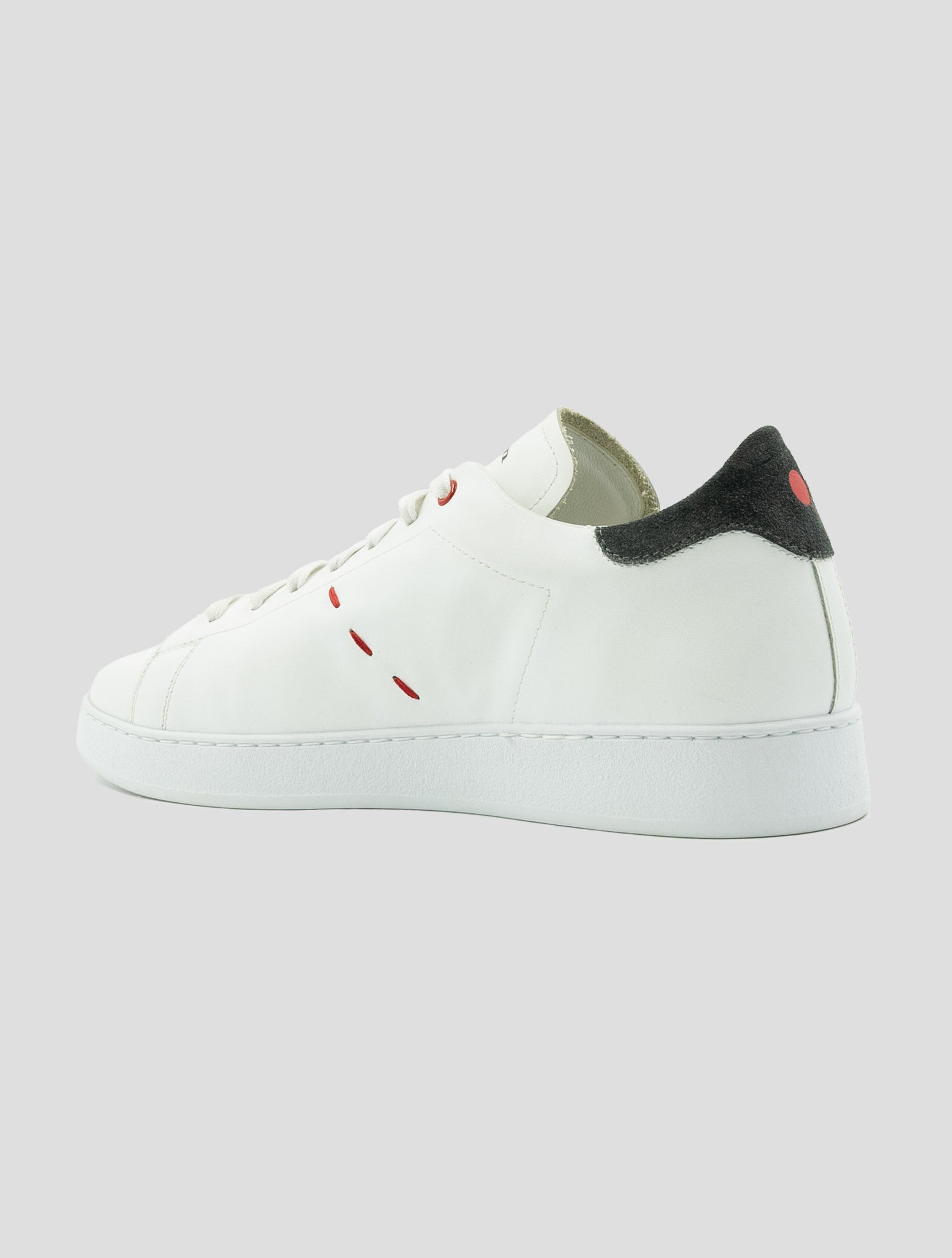 Kiton White Gray Leather Sneakers