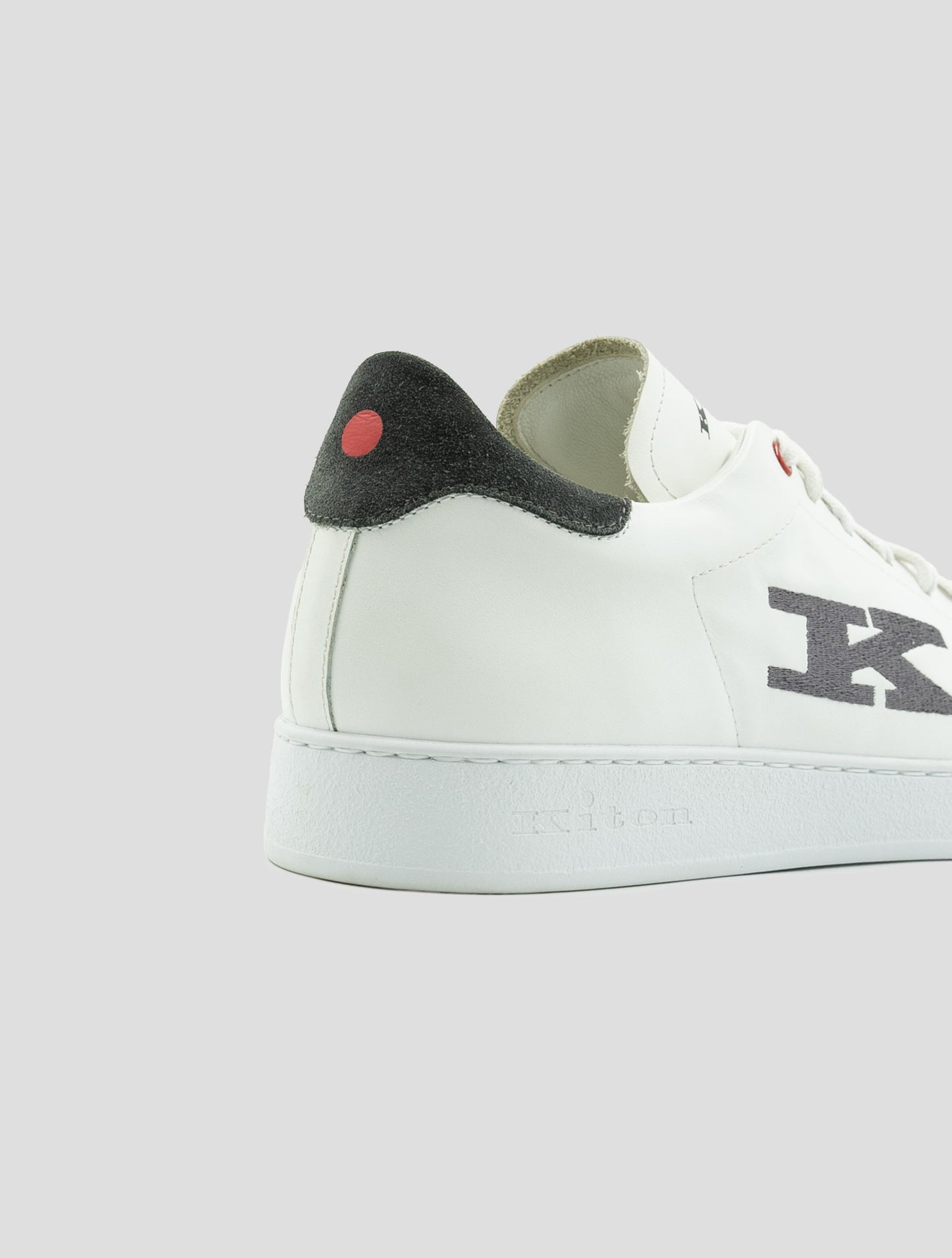 Kiton White Gray Leather Sneakers