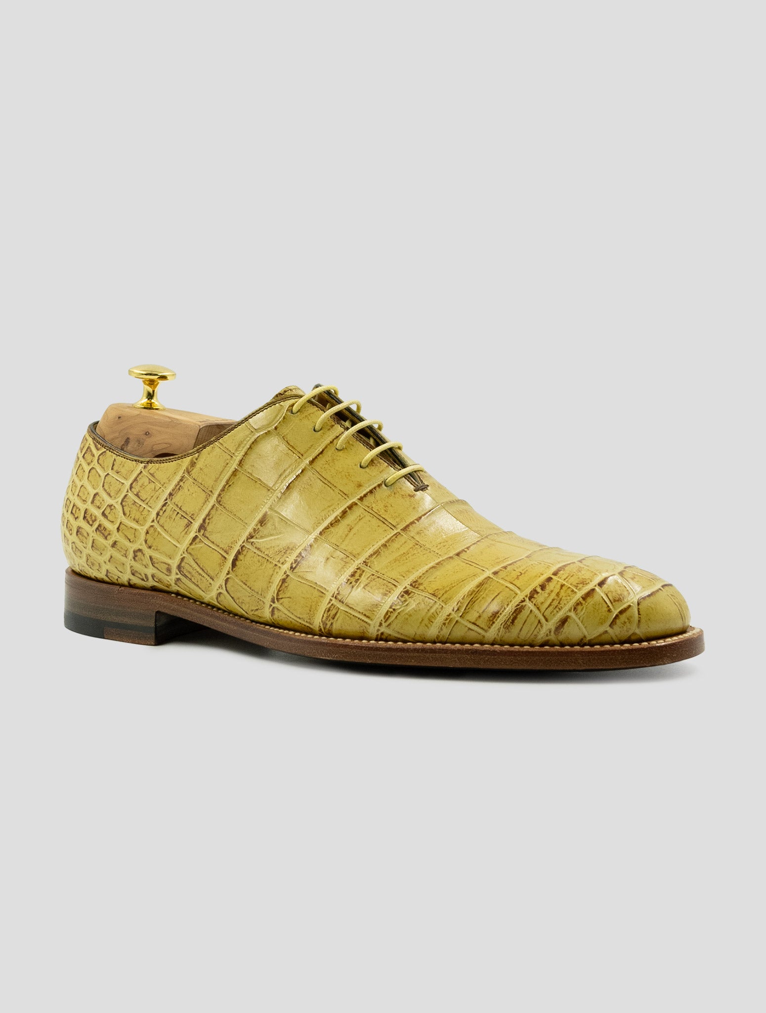Kiton Yellow Leather Crocodile Dress Shoes