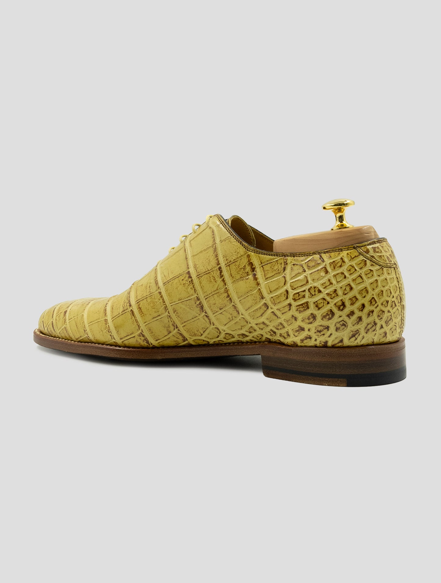 Kiton Yellow Leather Crocodile Dress Shoes